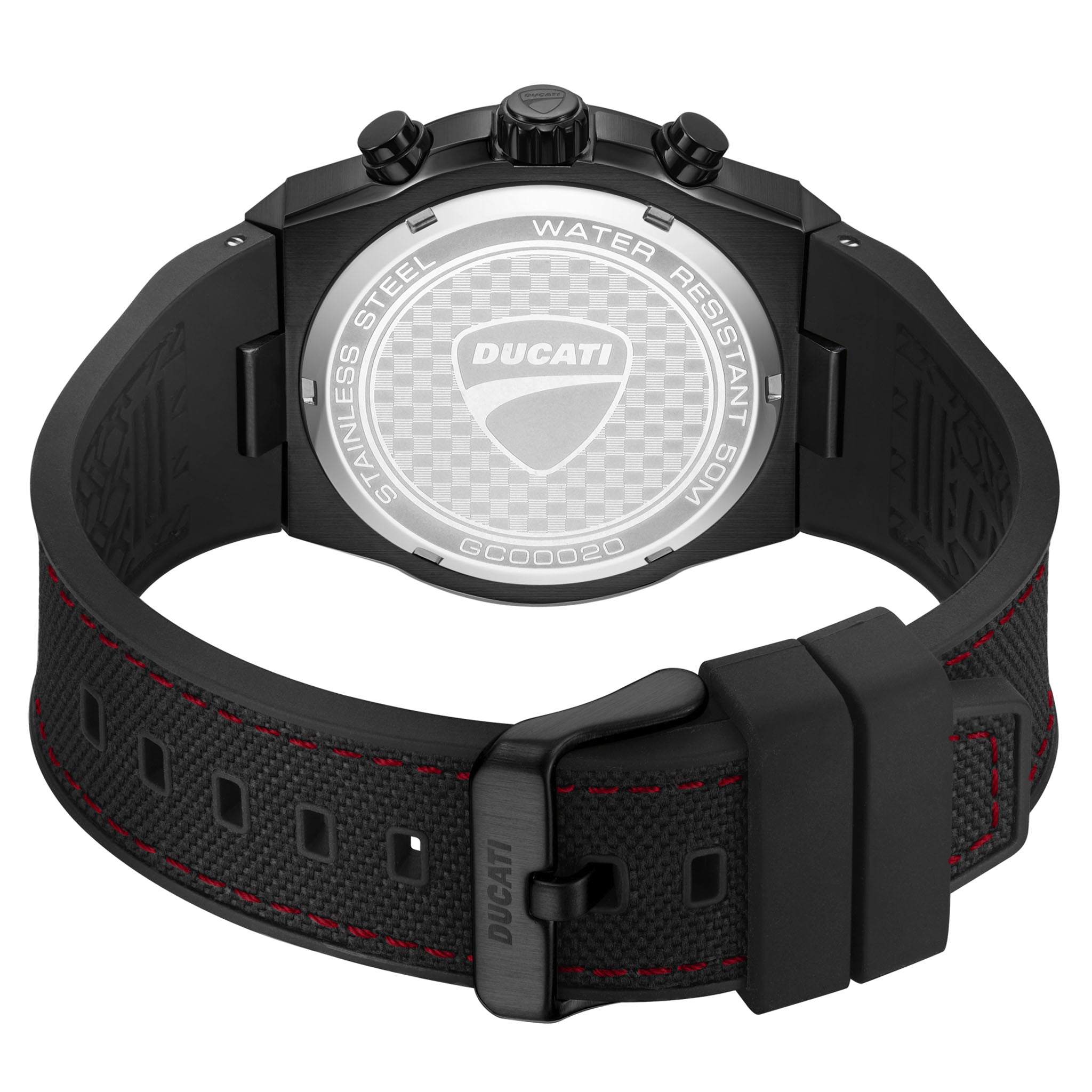 Ducati Silicone Nylon Black Dial Chronograph Men's Watch - DTWGC0002003