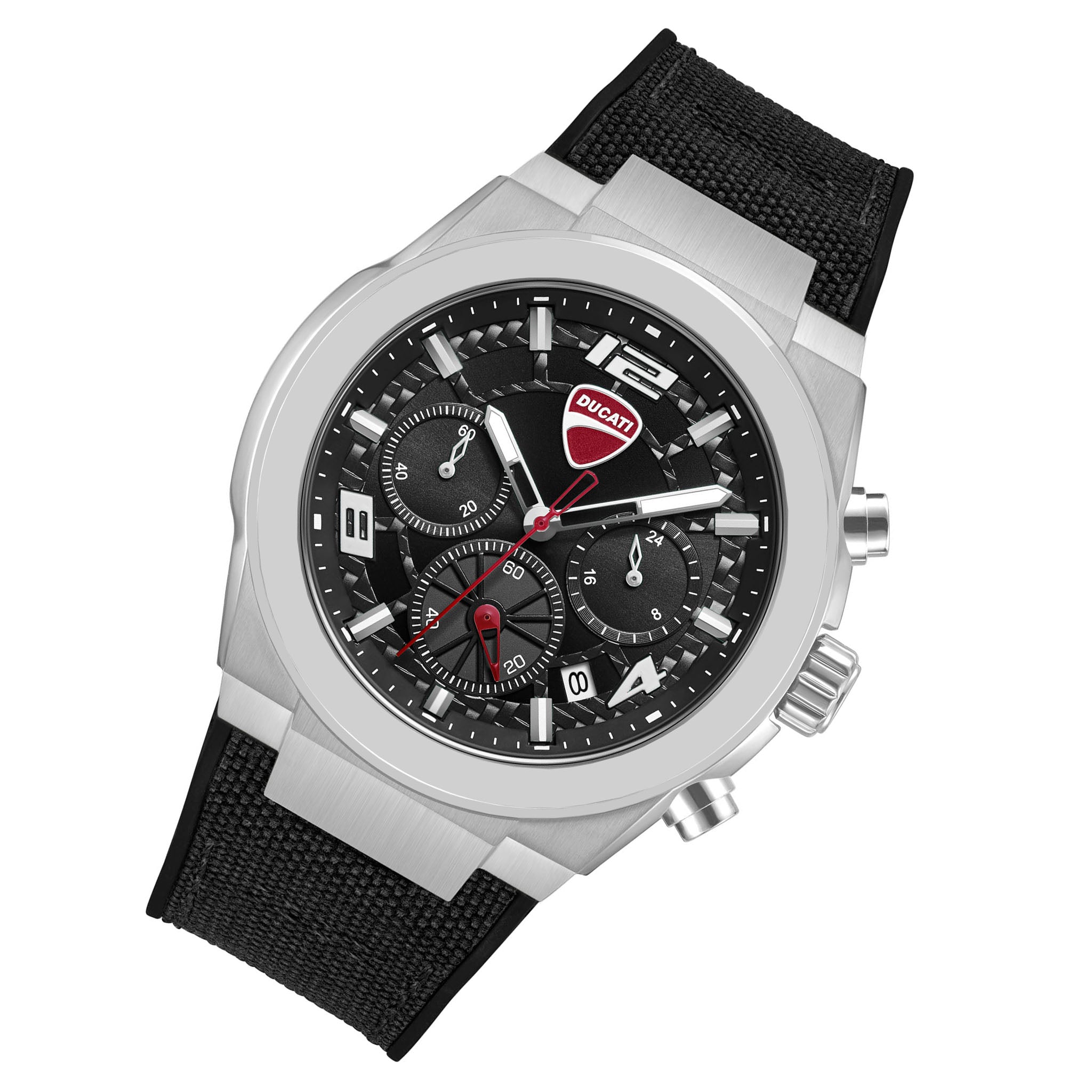Ducati Silicone Nylon Black Dial Chronograph Men's Watch - DTWGC0002004