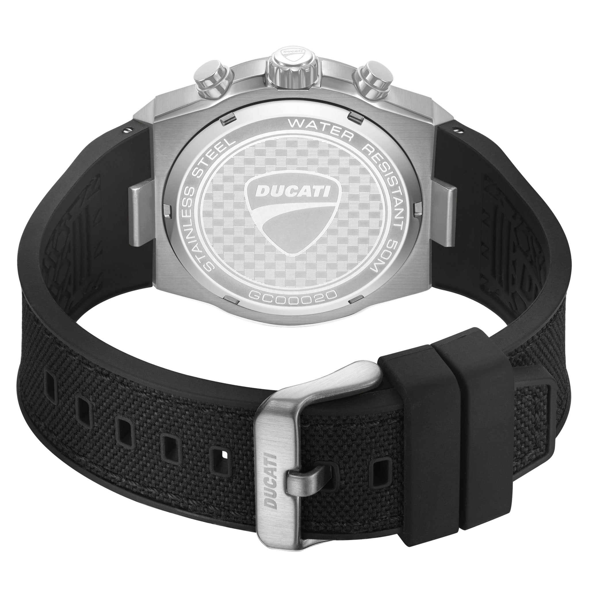 Ducati Silicone Nylon Black Dial Chronograph Men's Watch - DTWGC0002004