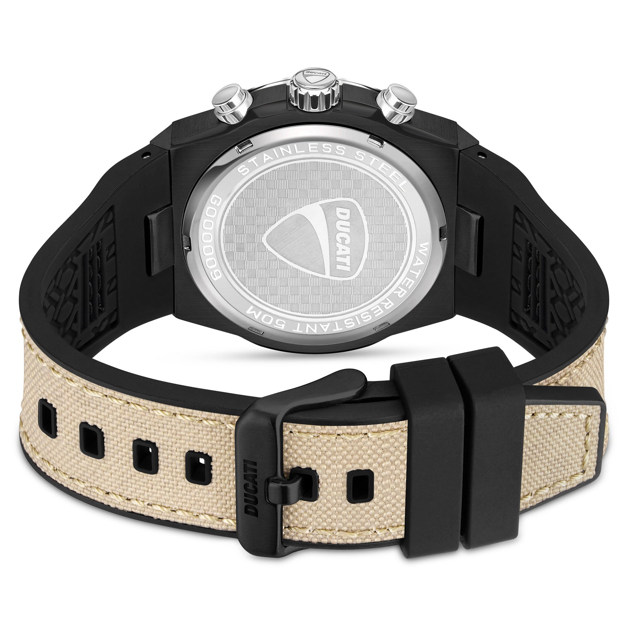 Ducati Beige Silicone Nylon Multi-Colour Dial Chronograph Men's Watch - DTWGO0000904