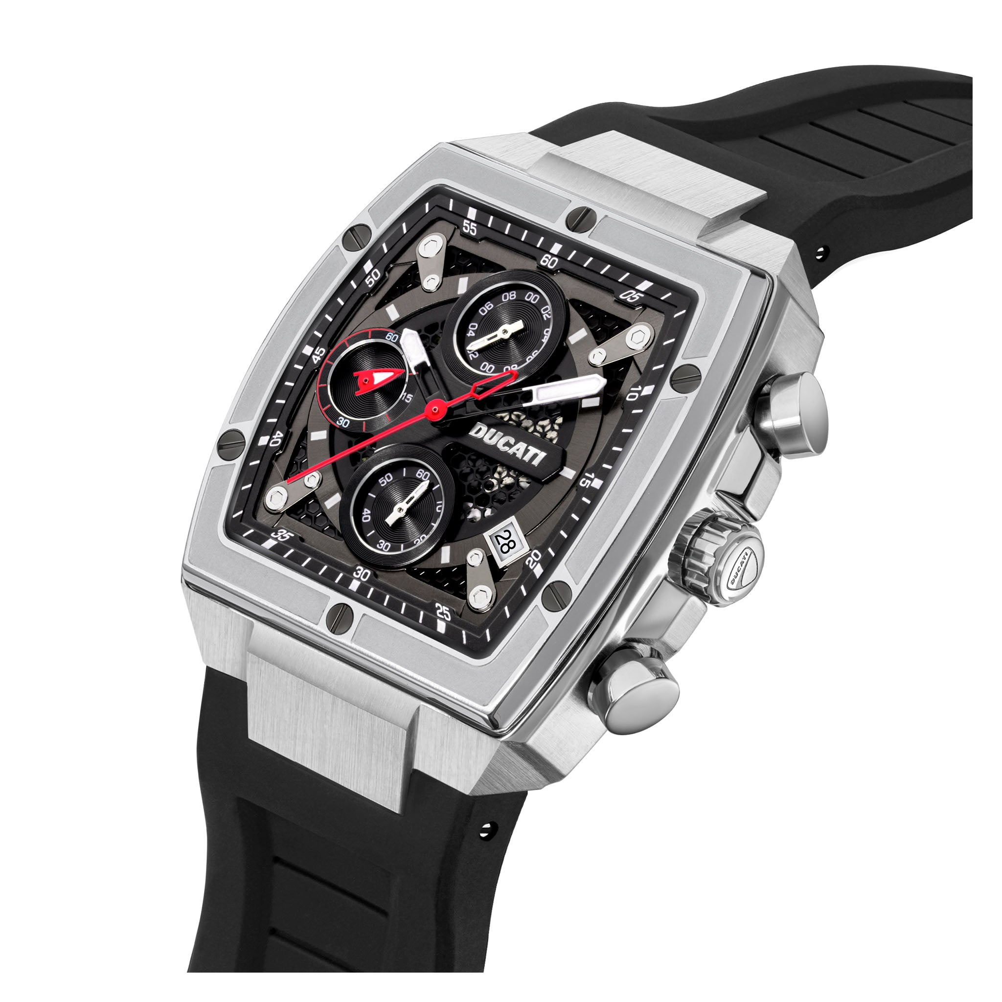 Ducati Silicone Black Red Dial Chronograph Men's Watch - DTWGO0001303