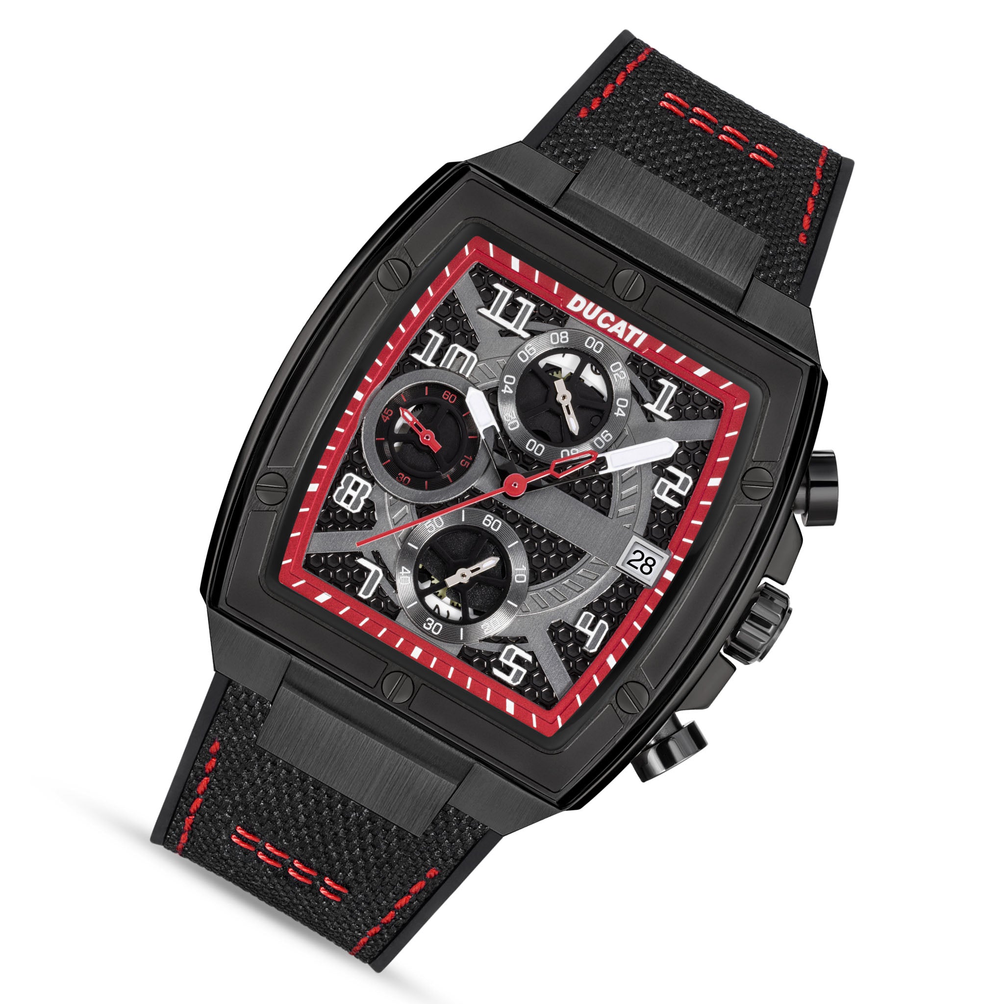 Ducati Black Red Silicone Nylon Multi-Colour Dial Chronograph Men's Watch - DTWGO0001503