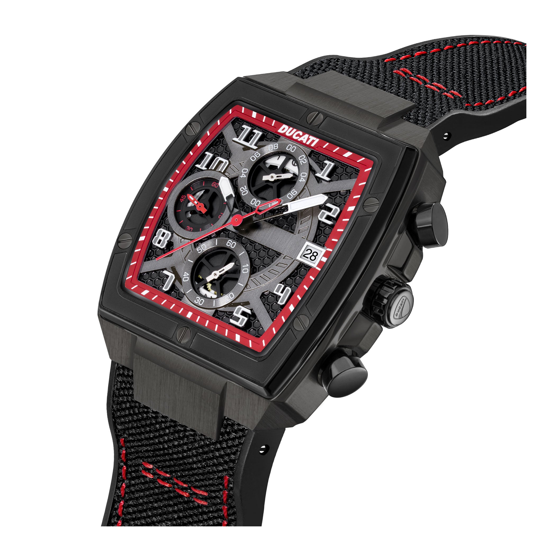 Ducati Black Red Silicone Nylon Multi-Colour Dial Chronograph Men's Watch - DTWGO0001503