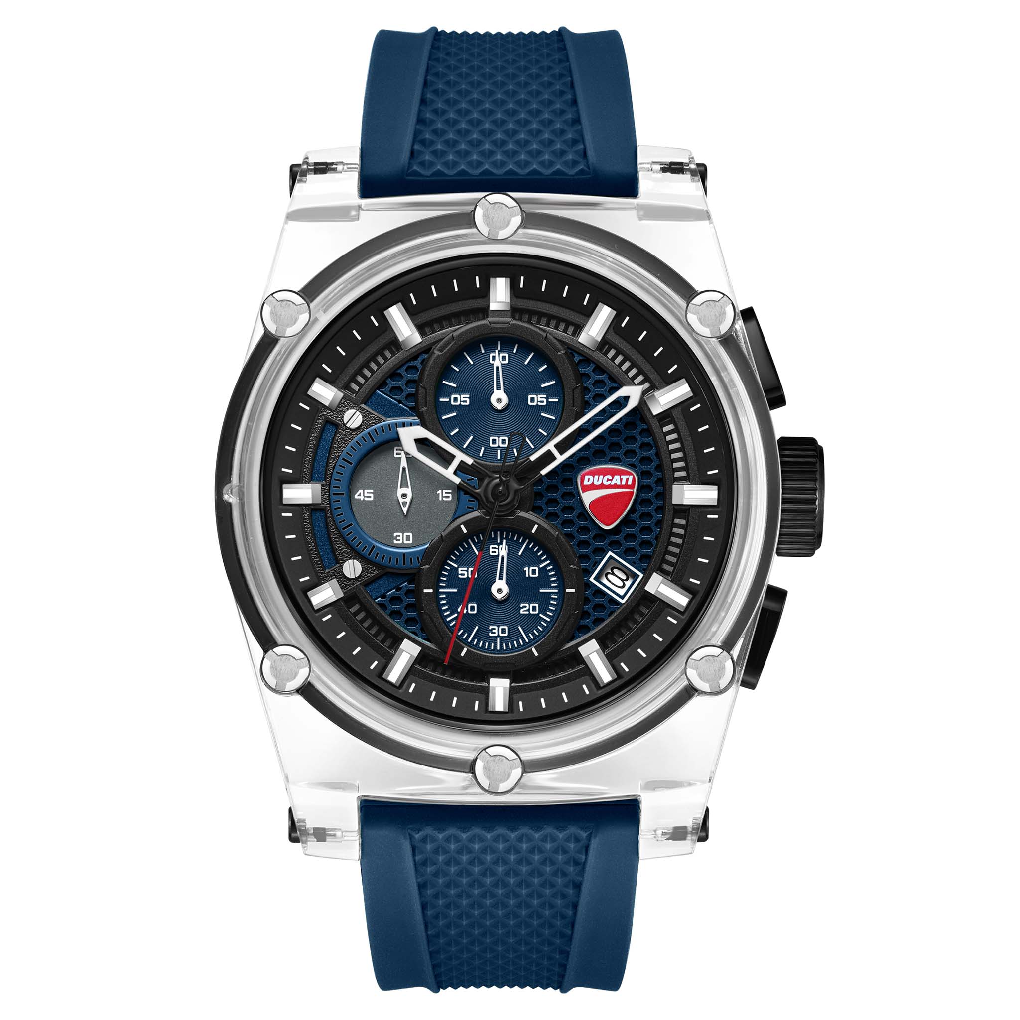 Ducati Transparent Blue Dial Silicone Men's Watch - DTWGO0001602