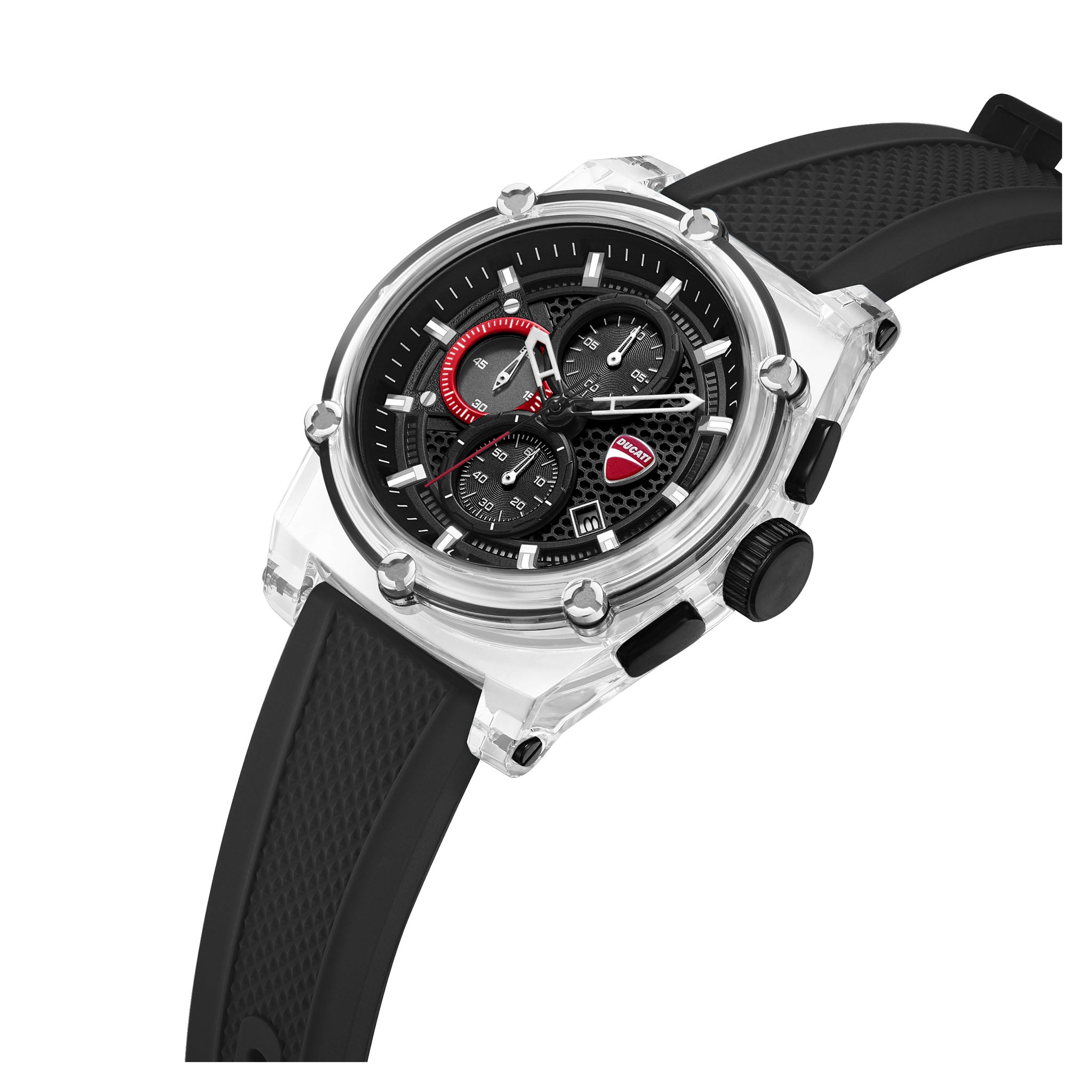 Ducati Silicone Black Dial Chronograph Men's Watch - DTWGO00016X0