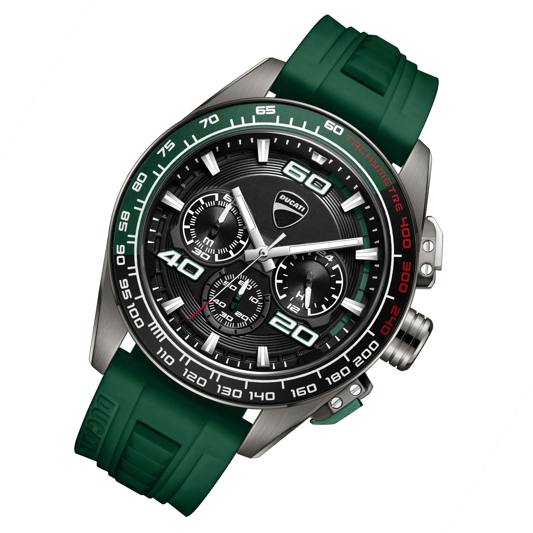 Ducati Green Silicone Black Green Dial Chronograph Men's Watch - DTWGO0001704