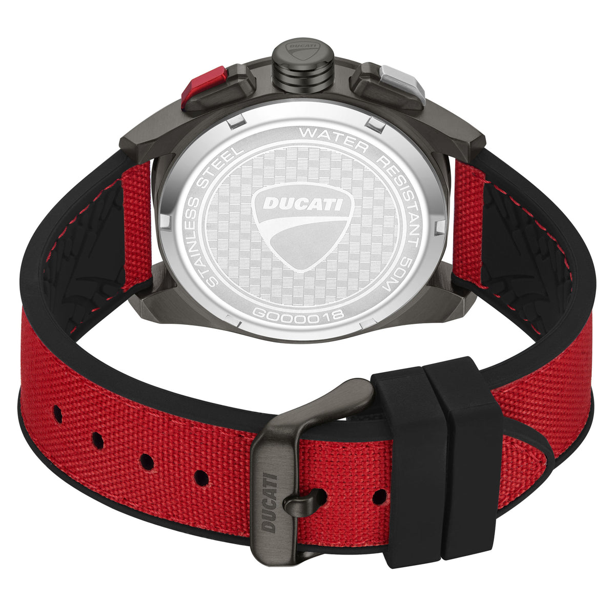 Ducati Silicone Nylon Gun Red Dial Chronograph Men's Watch - DTWGO0001804