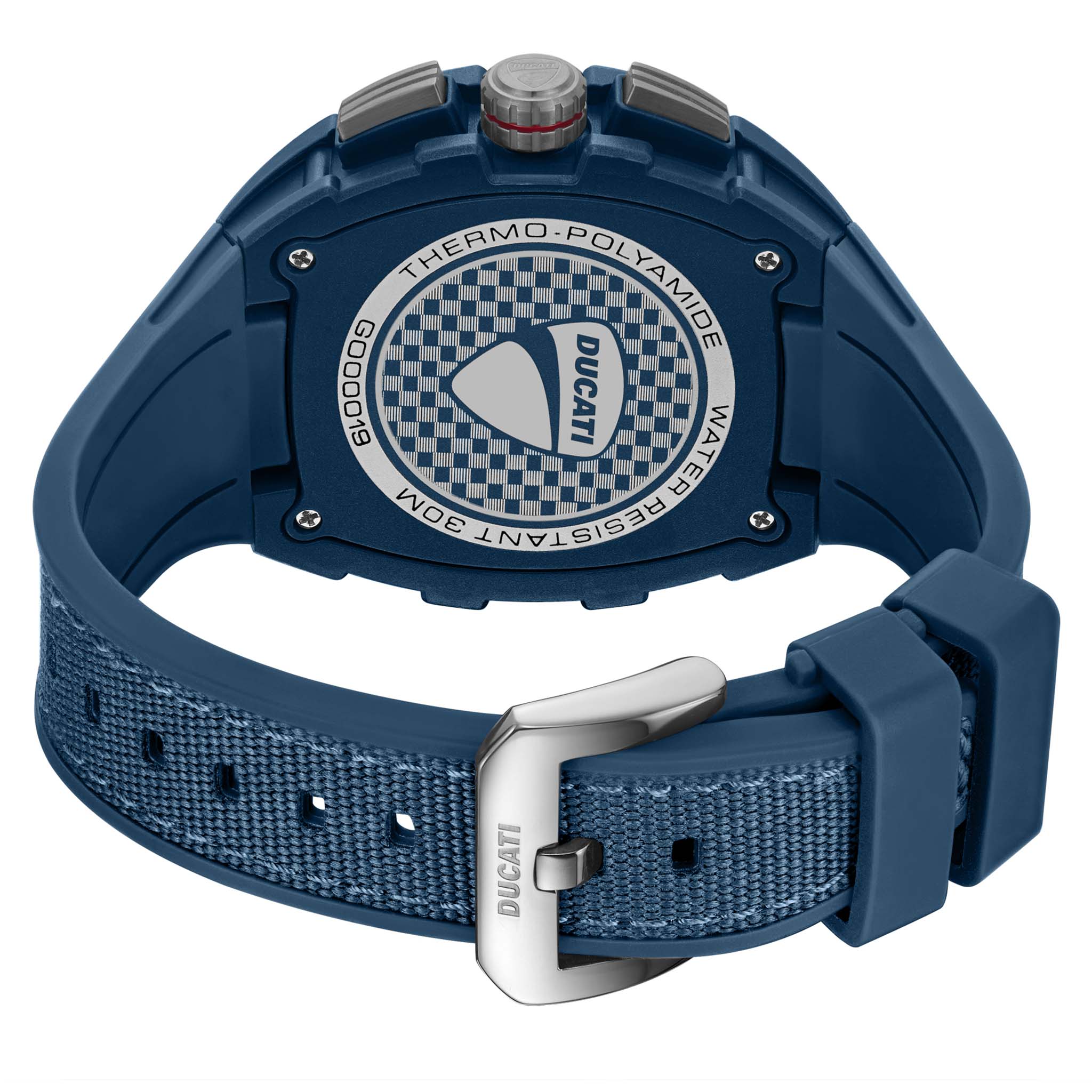Ducati Silicone Nylon Blue Black Dial Multi-function Men's Watch - DTWGO0001901