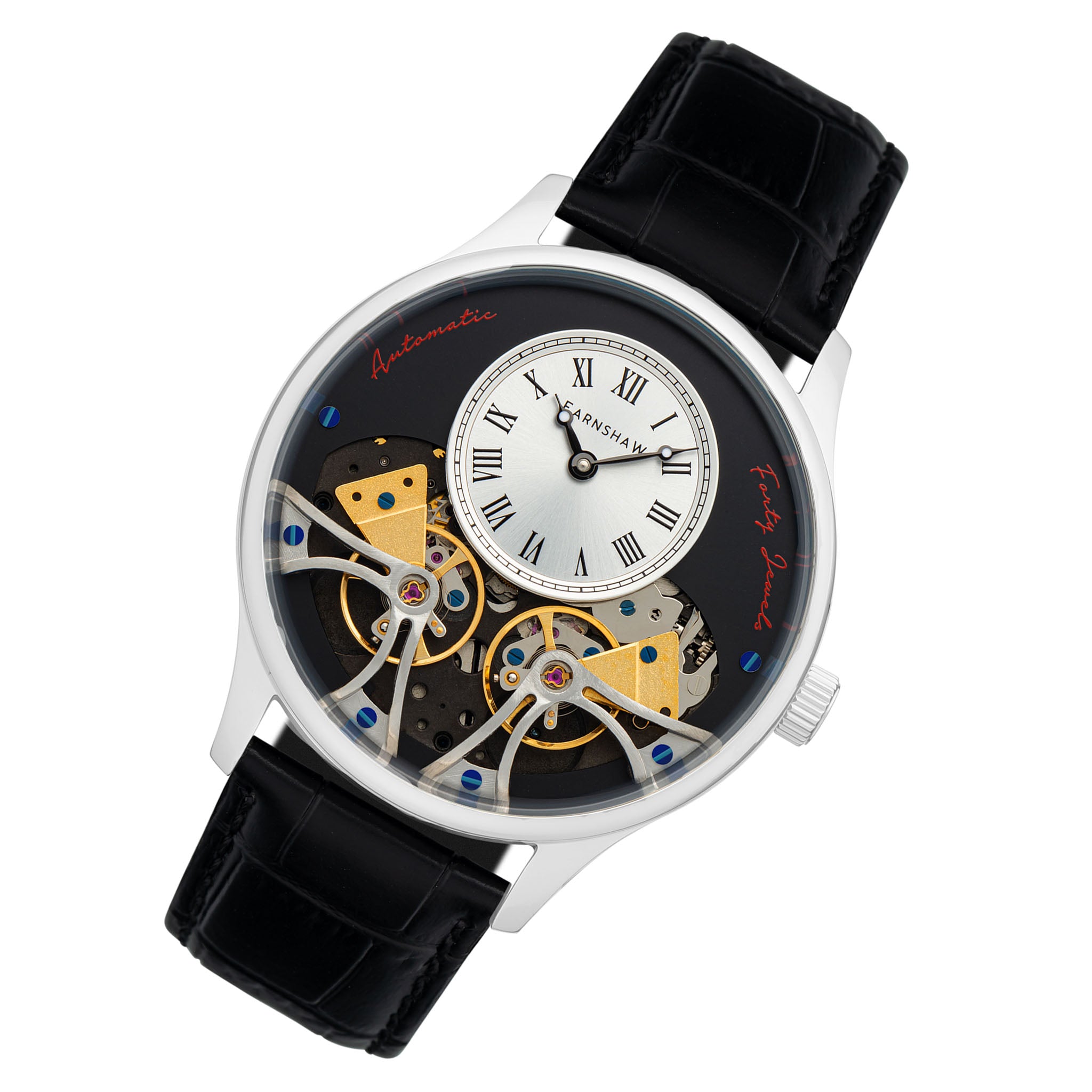 Earnshaw Leather White Dial Men's Automatic Watch - ES-8179-01