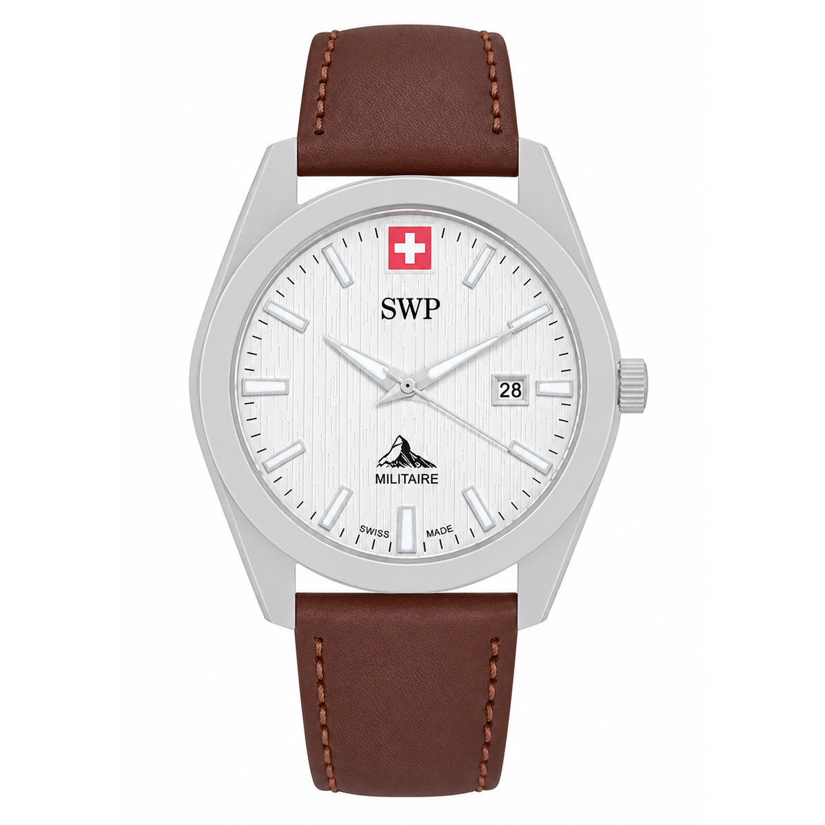 SWP Brown Leather Men's Swiss Made Watch - H226ALI