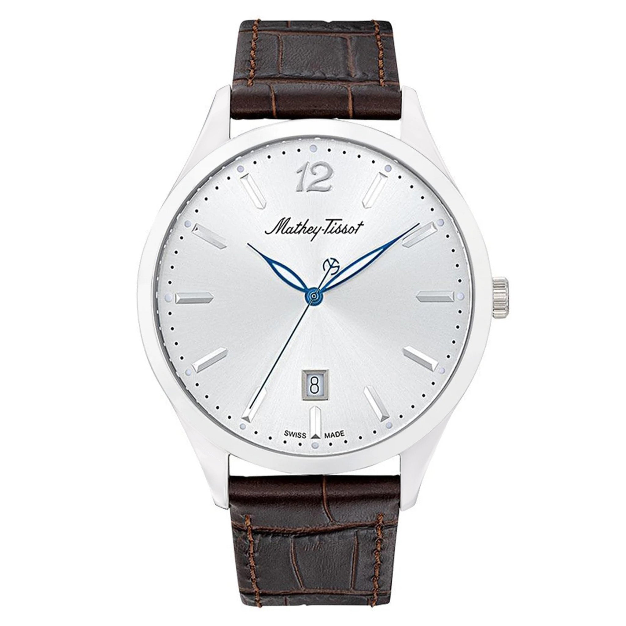 Mathey-Tissot Urban Leather Silver Dial Swiss Made Men's Watch - H411AS