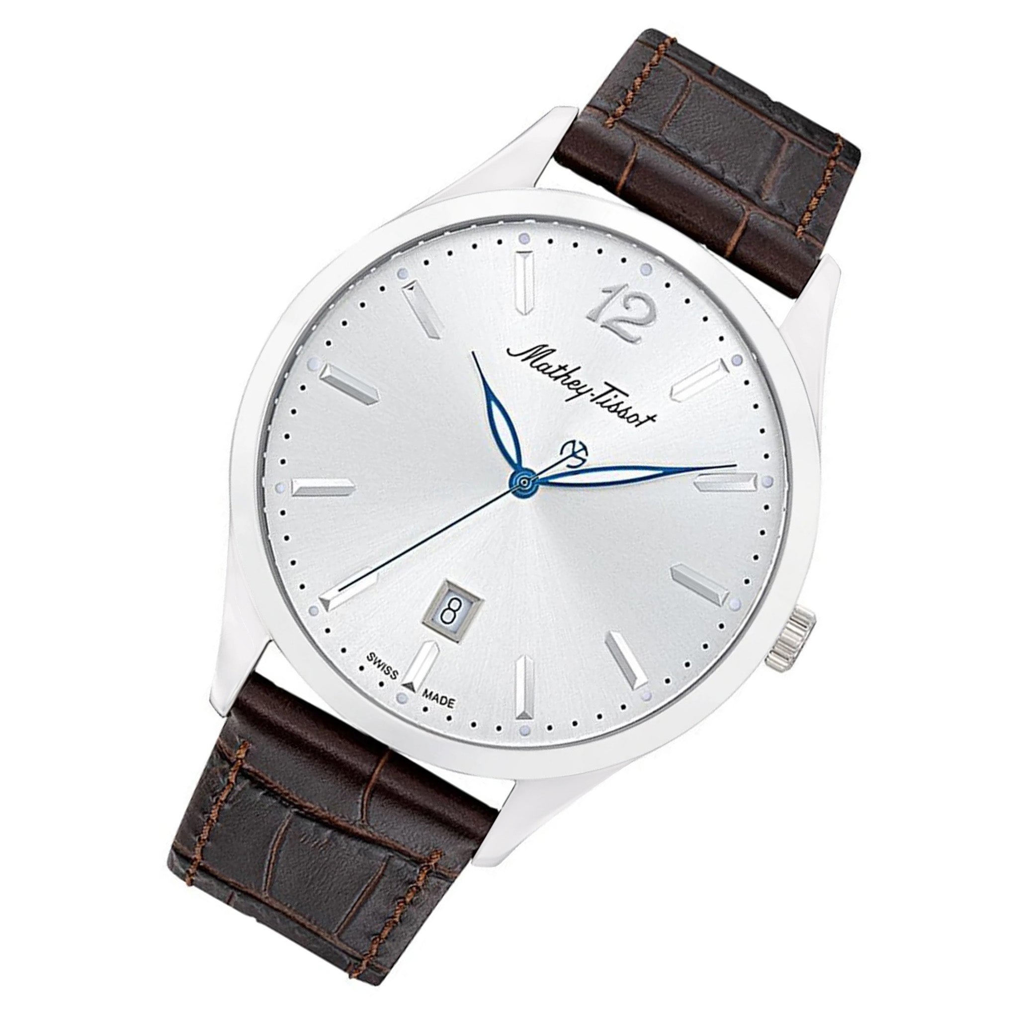 Mathey-Tissot Urban Leather Silver Dial Swiss Made Men's Watch - H411AS