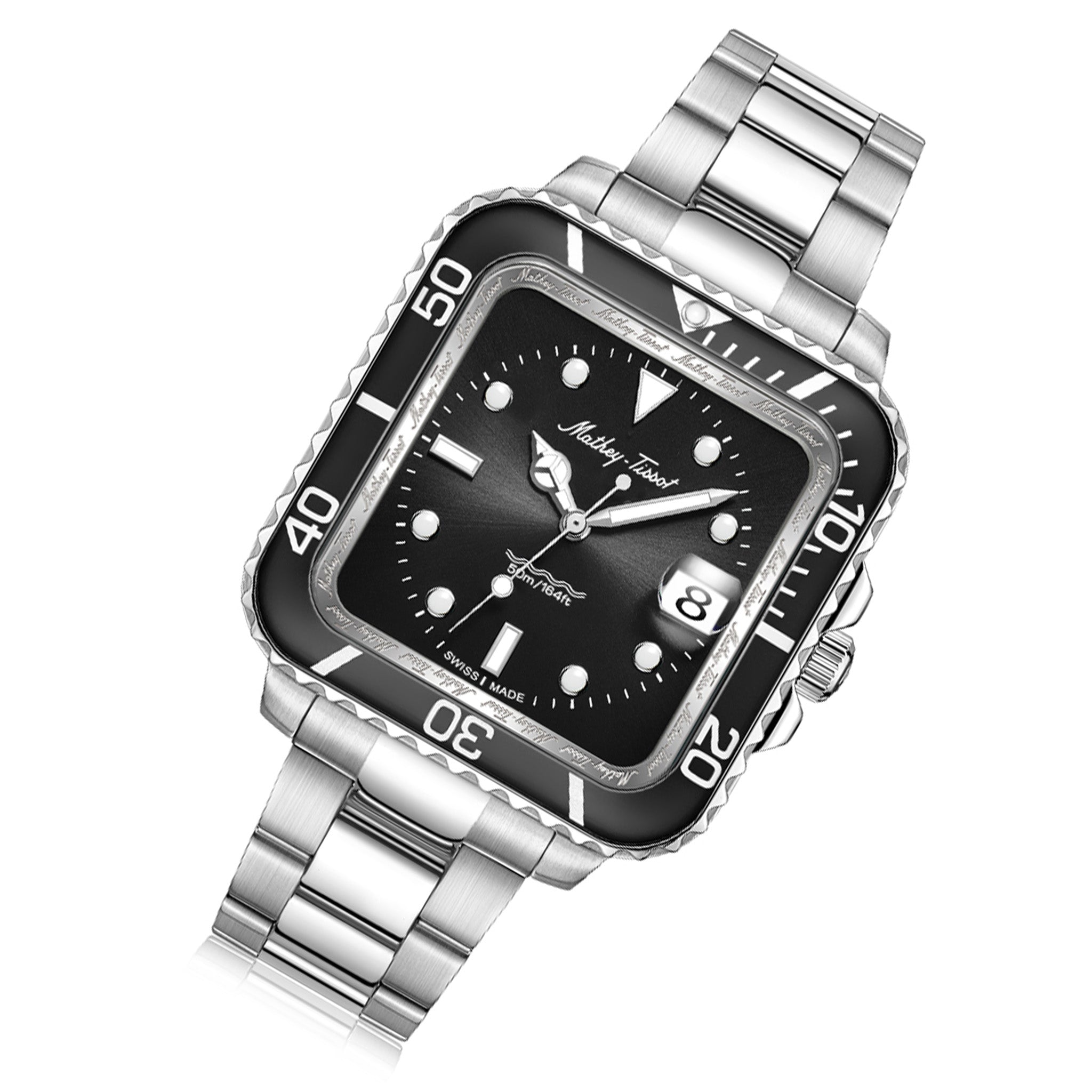 Mathey-Tissot Silver Steel Black Dial Men's Watch - H902QAN