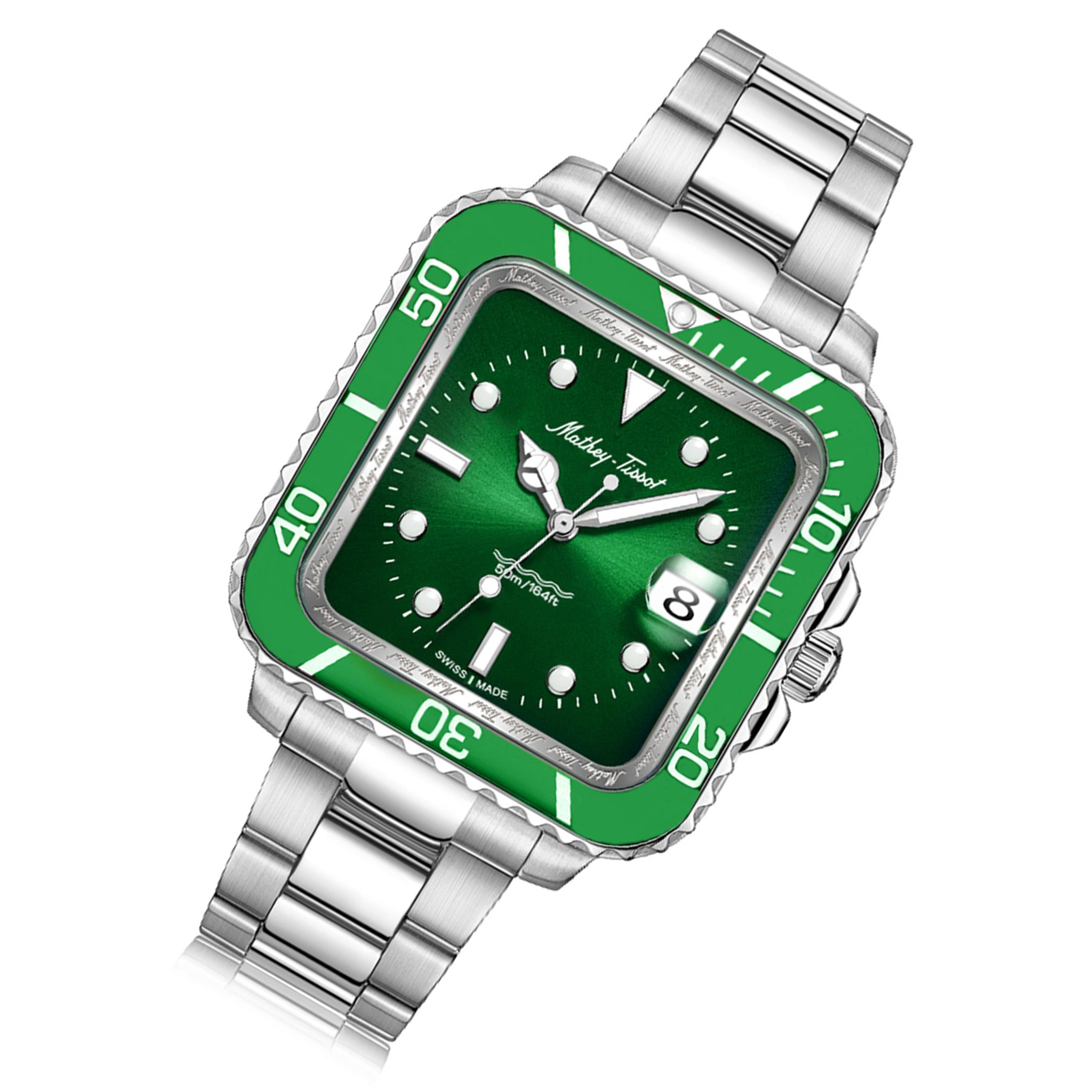Mathey-Tissot Silver Steel Green Dial Men's Watch - H902QAV