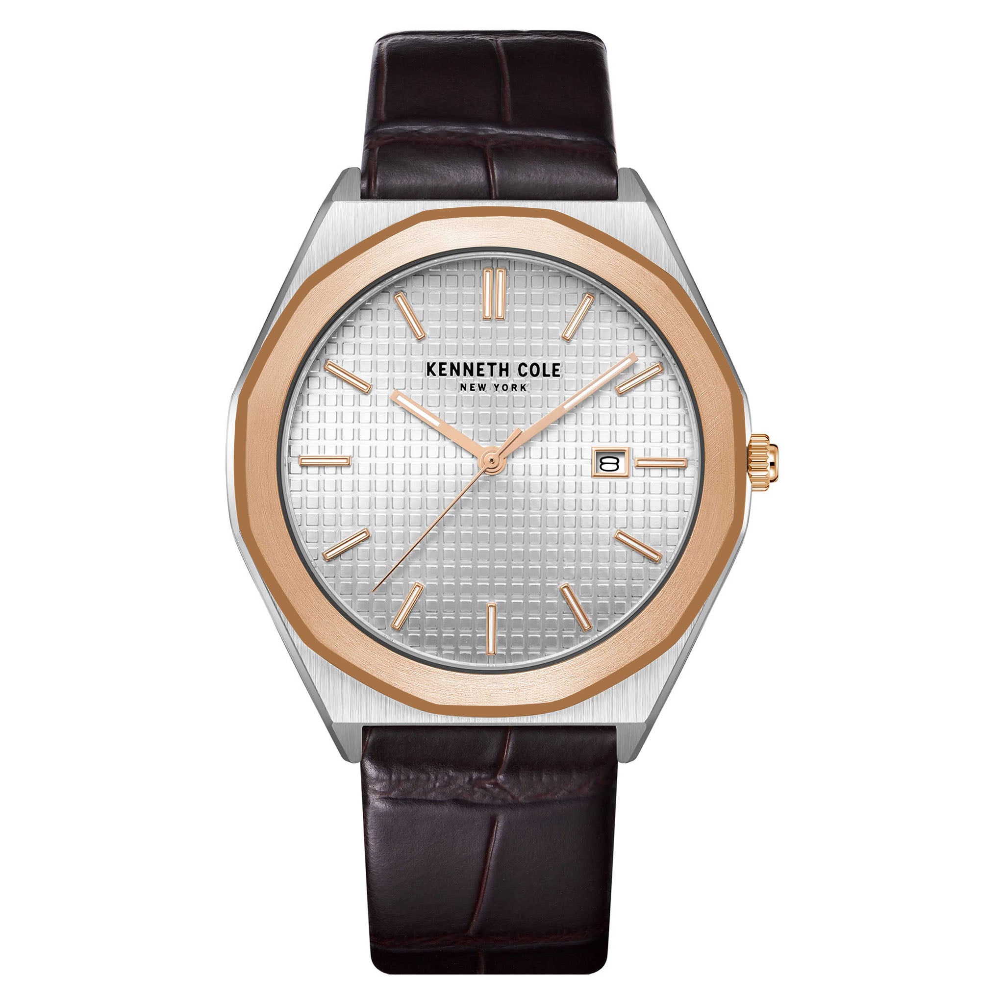 Kenneth Cole Stainless Steel Silver Dial Leather Men's Watch - KCWGB2234210