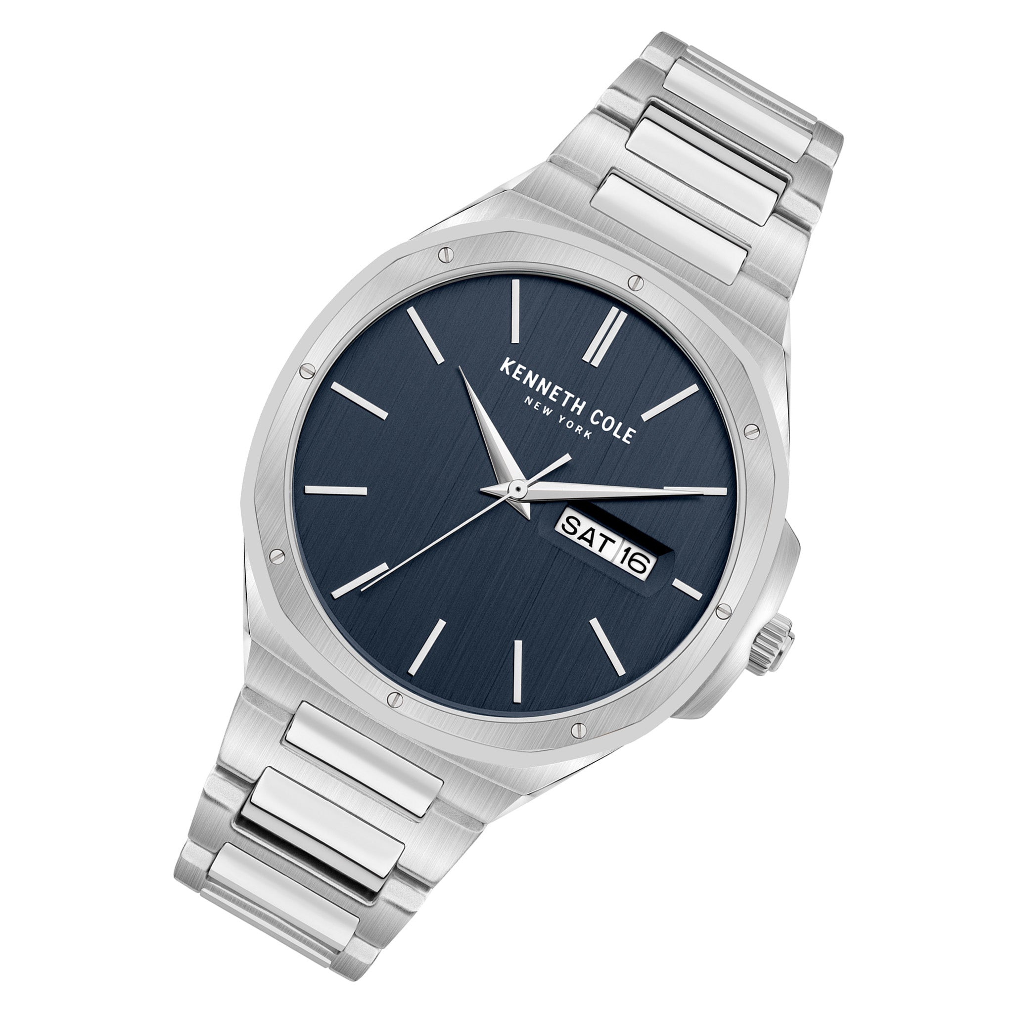 Kenneth Cole Silver Steel Blue Dial Men's Watch - KCWGH2104803