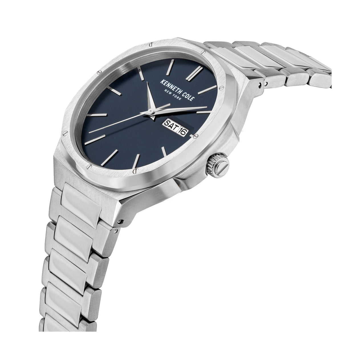 Kenneth Cole Silver Steel Blue Dial Men's Watch - KCWGH2104803