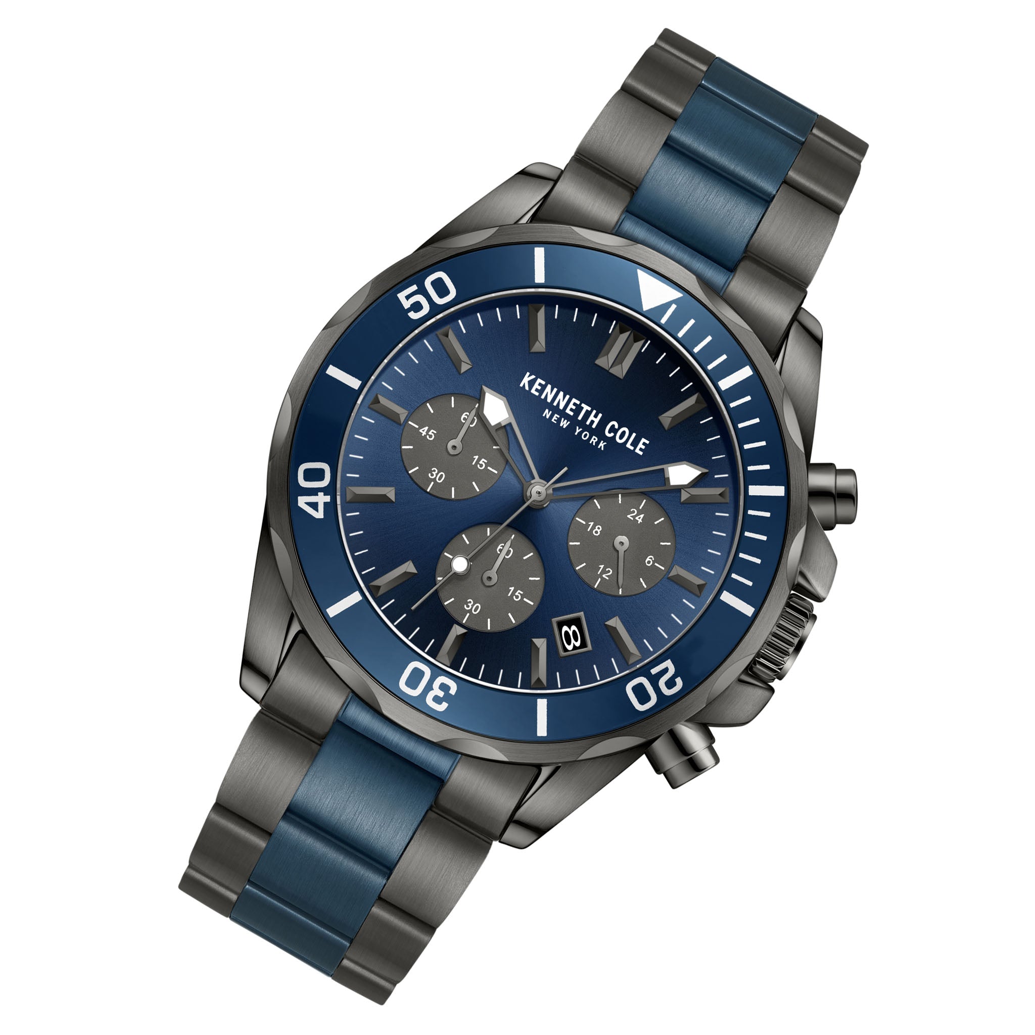 Kenneth Cole Two-Tone Steel Blue Dial Chronograph Men's Watch - KCWGI0027104