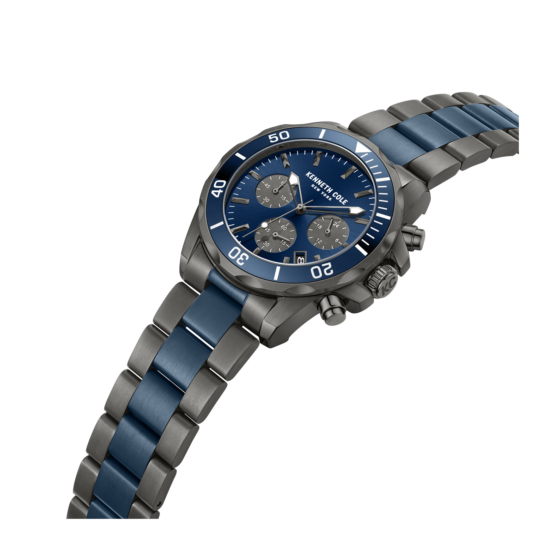 Kenneth Cole Two-Tone Steel Blue Dial Chronograph Men's Watch - KCWGI0027104
