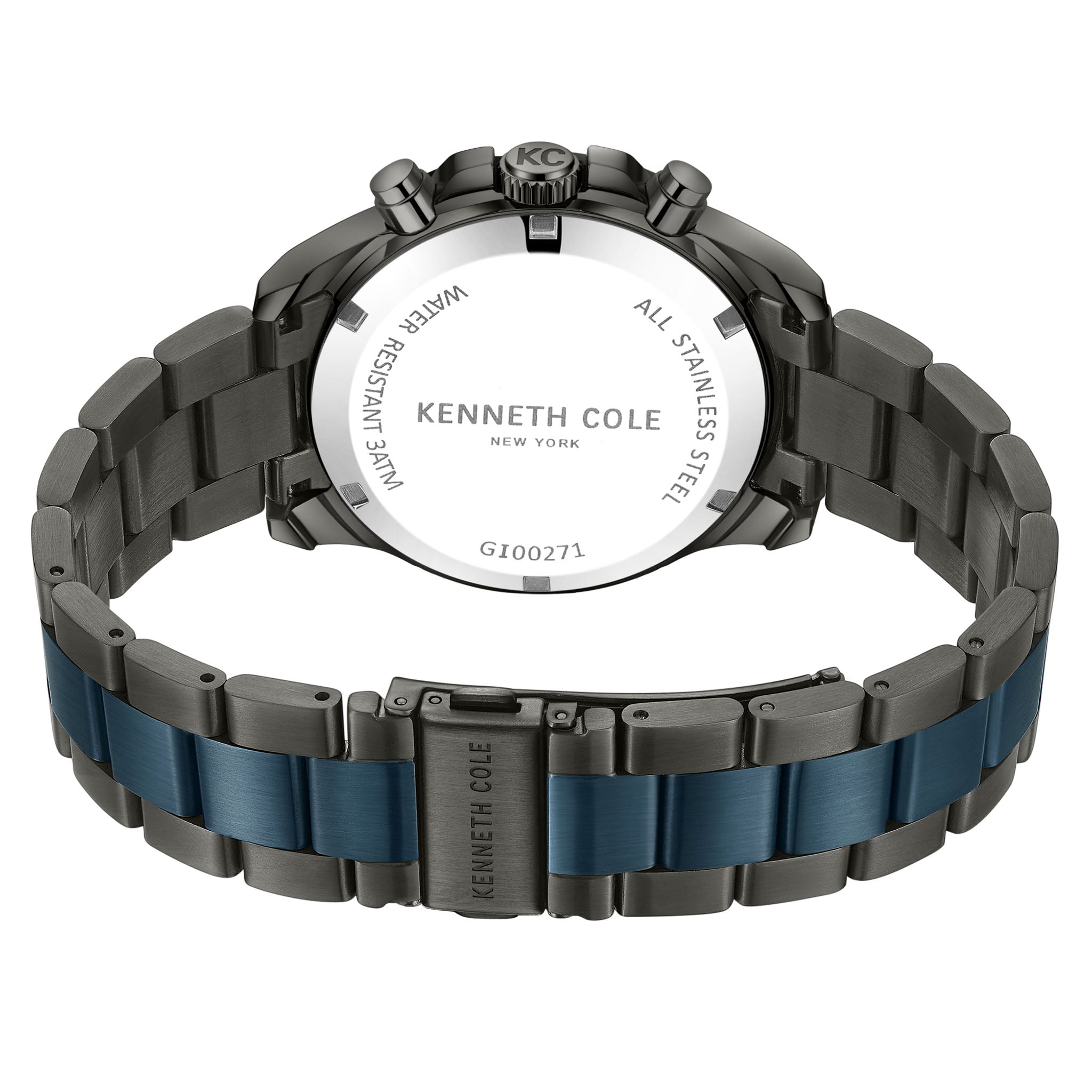 Kenneth Cole Two-Tone Steel Blue Dial Chronograph Men's Watch - KCWGI0027104