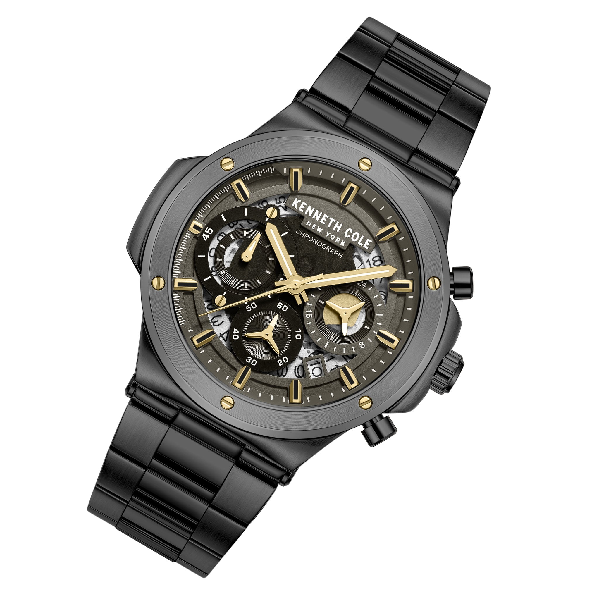Kenneth Cole Stainless Steel Black Dial Chronograph Men's Watch - KCWGI0047303