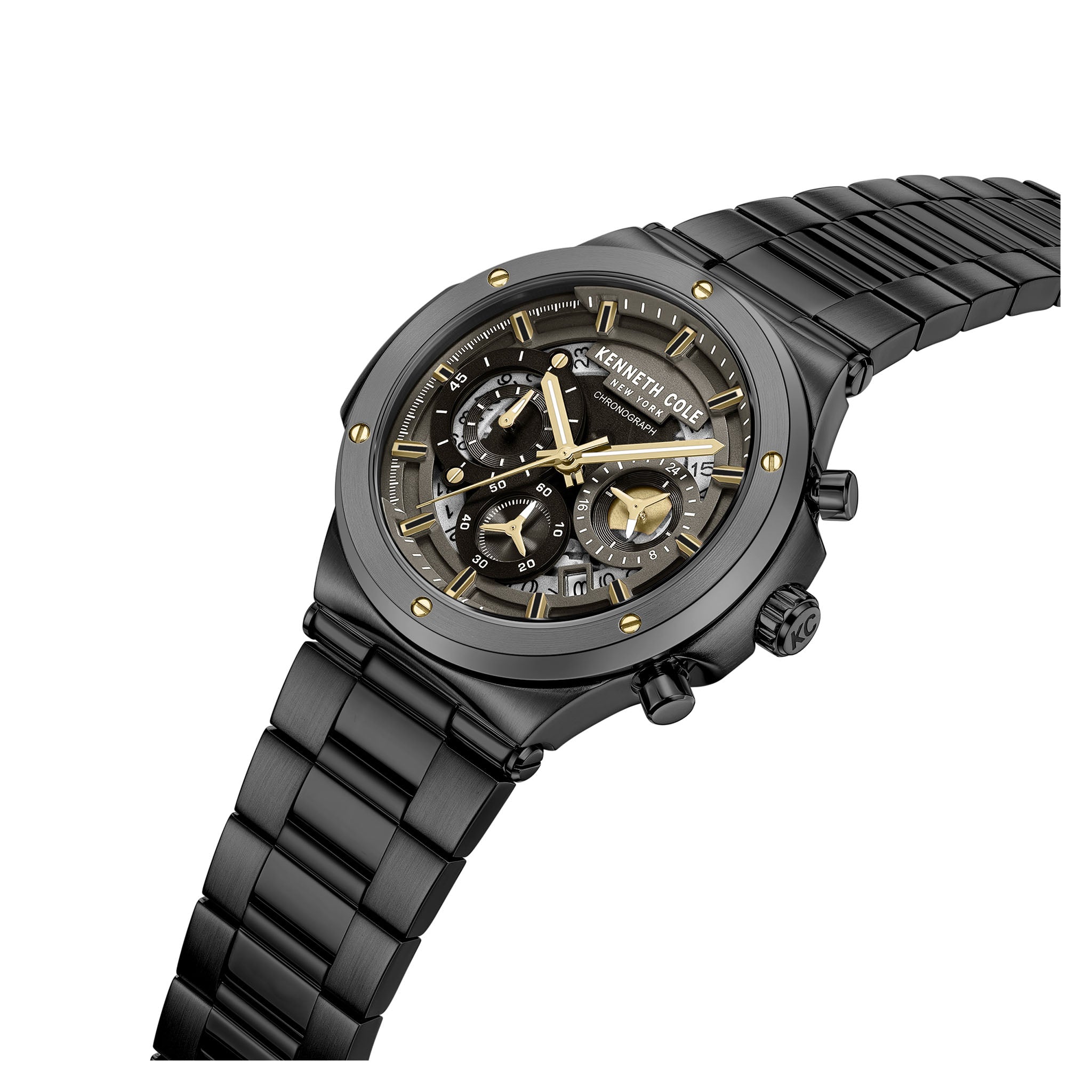 Kenneth Cole Stainless Steel Black Dial Chronograph Men's Watch - KCWGI0047303