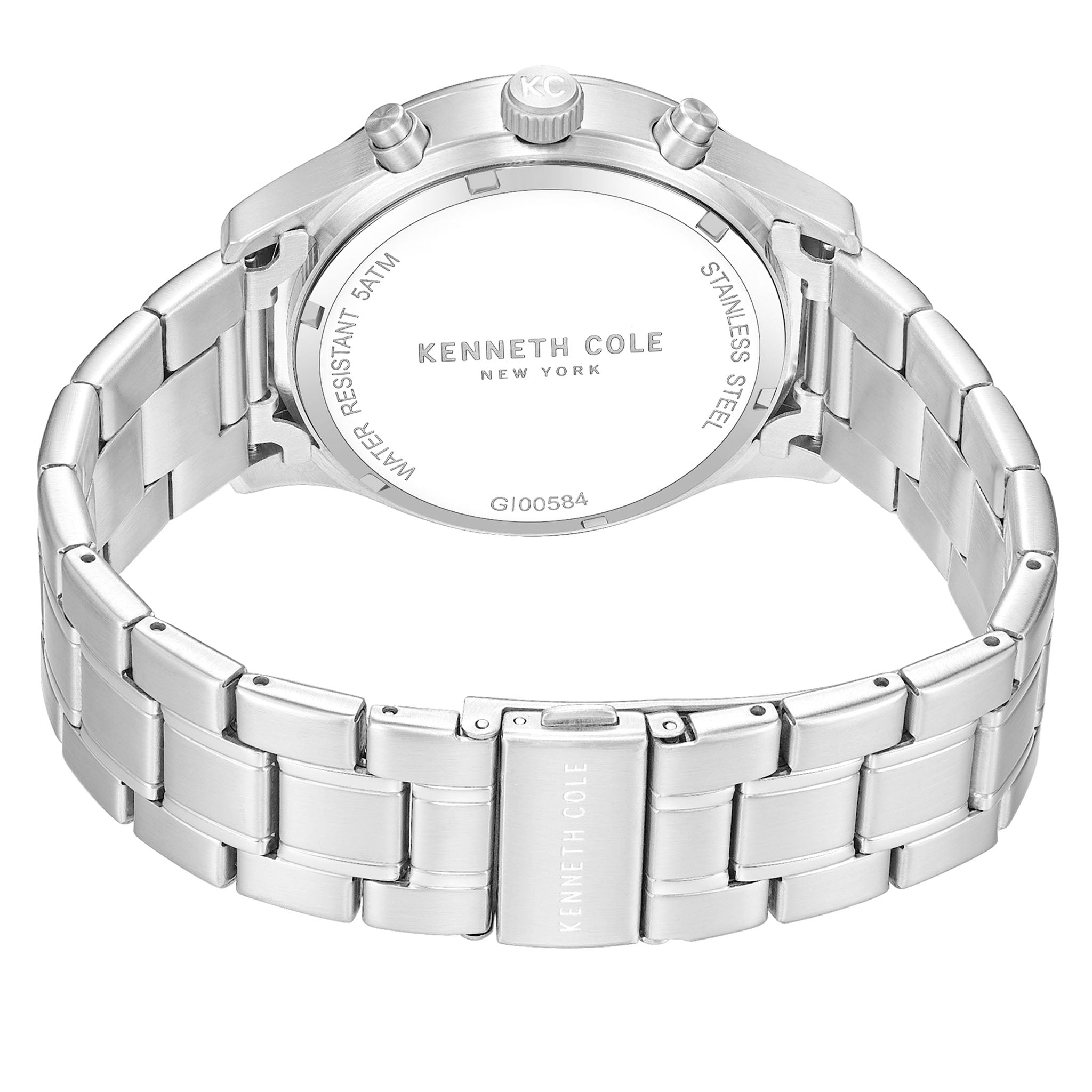 Kenneth Cole Silver Steel Blue Dial Chronograph Men's Watch - KCWGI0058401
