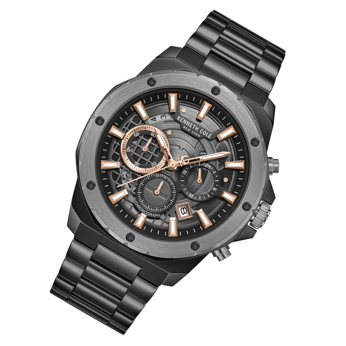 Kenneth Cole Stainless Steel Black Dial Chronograph Men's Watch - KCWGI0087604