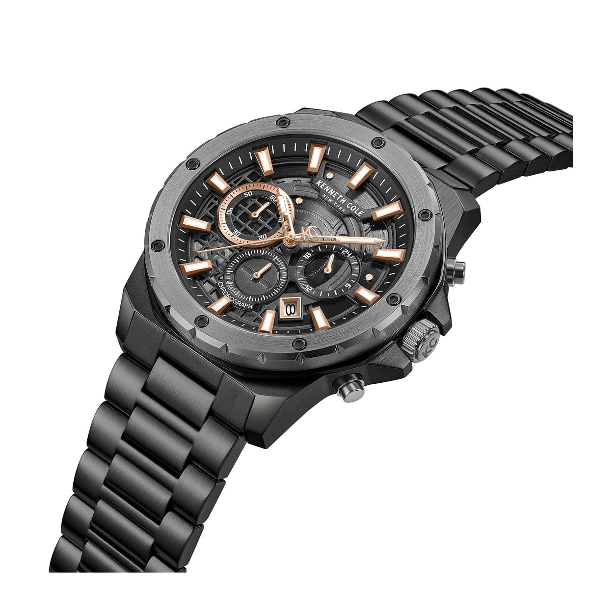 Kenneth Cole Stainless Steel Black Dial Chronograph Men's Watch - KCWGI0087604