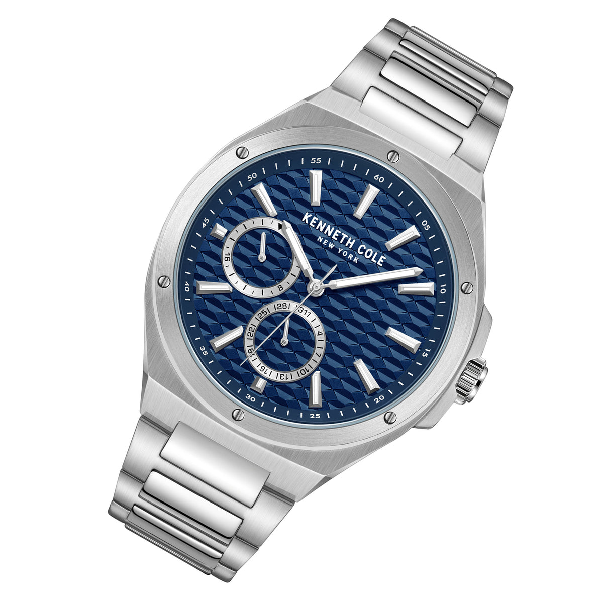 Kenneth Cole Silver Steel Blue Dial Multi-function Men's Watch - KCWGK0035403