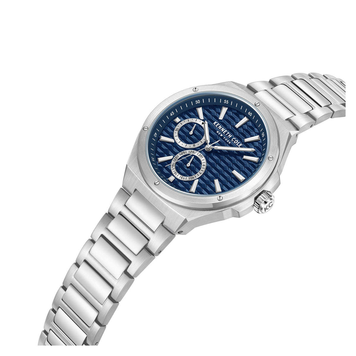Kenneth Cole Silver Steel Blue Dial Multi-function Men's Watch - KCWGK0035403