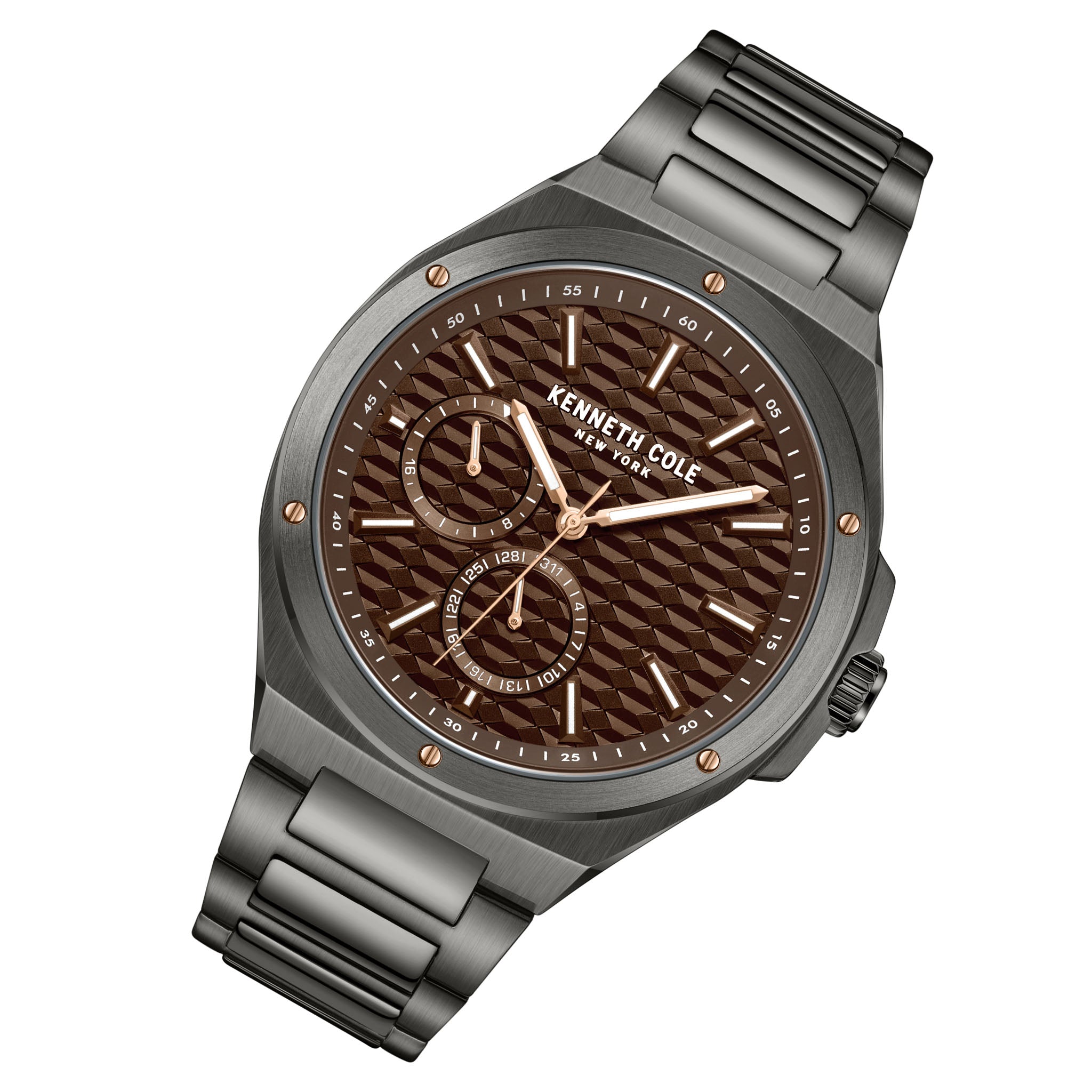 Kenneth Cole Gun Steel Brown Dial Multi-function Men's Watch - KCWGK0035404