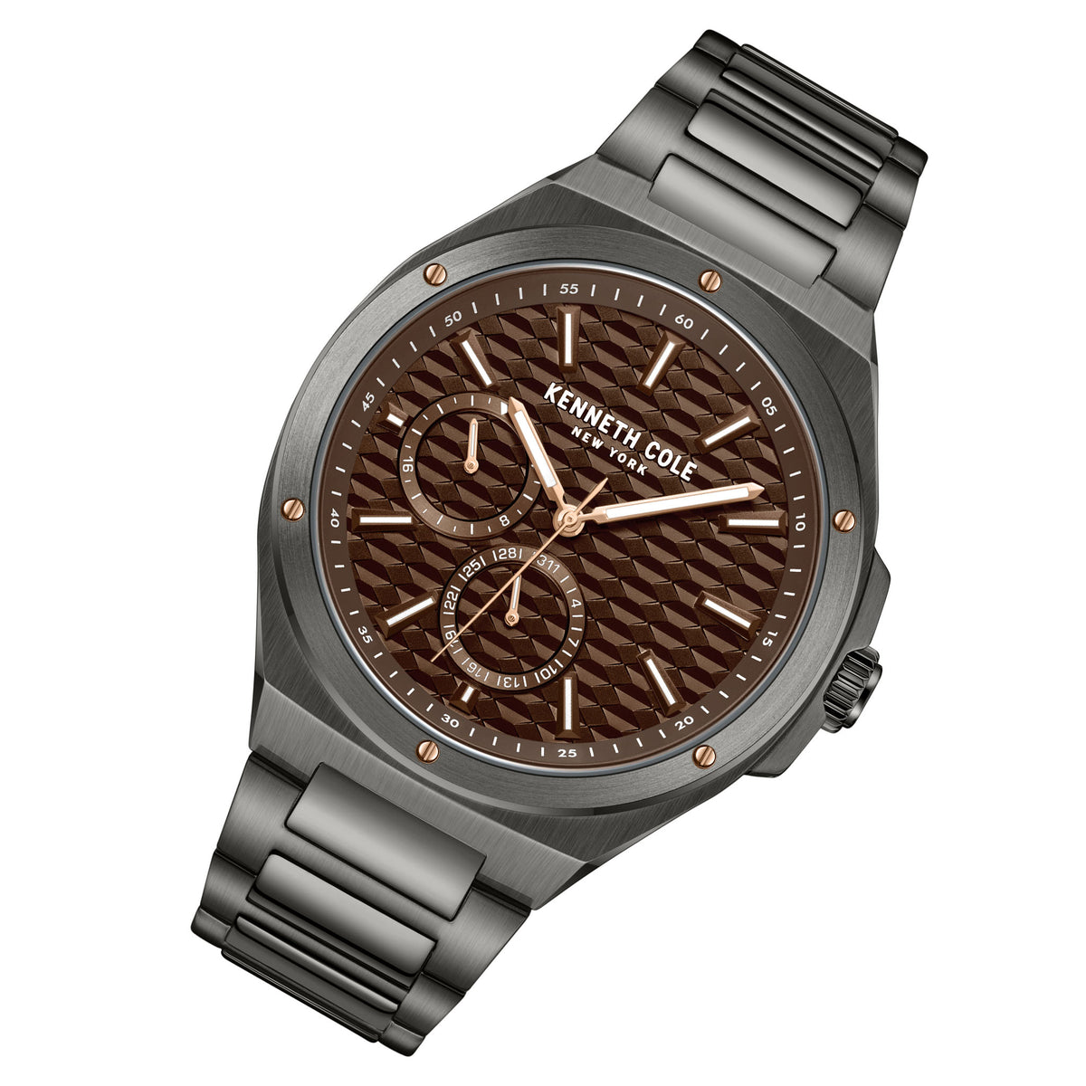 Kenneth Cole Gun Steel Brown Dial Multi-function Men's Watch - KCWGK0035404