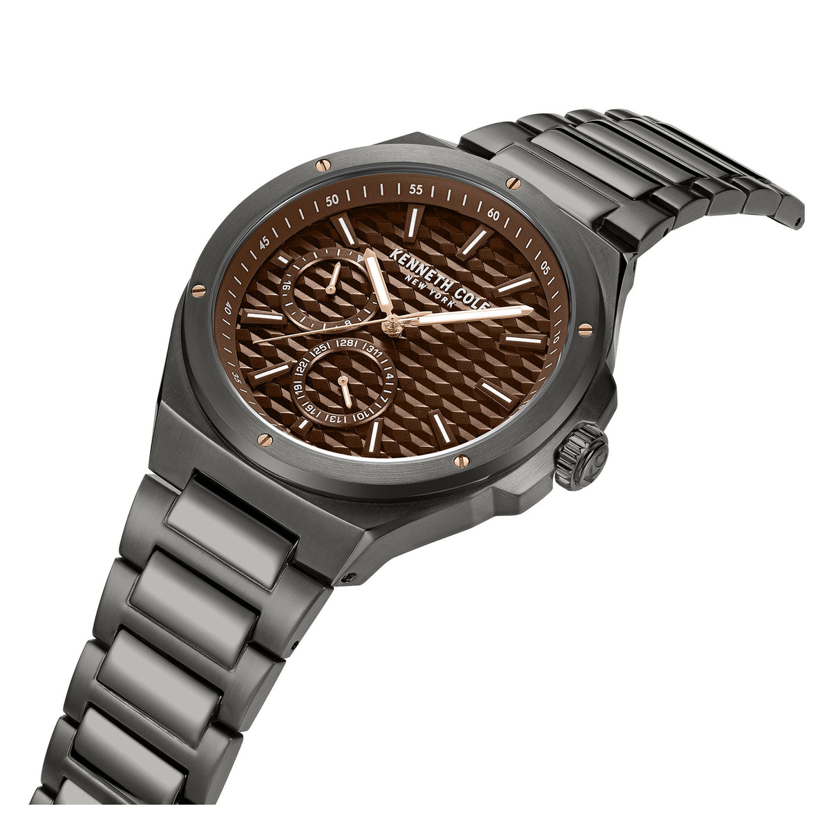 Kenneth Cole Gun Steel Brown Dial Multi-function Men's Watch - KCWGK0035404