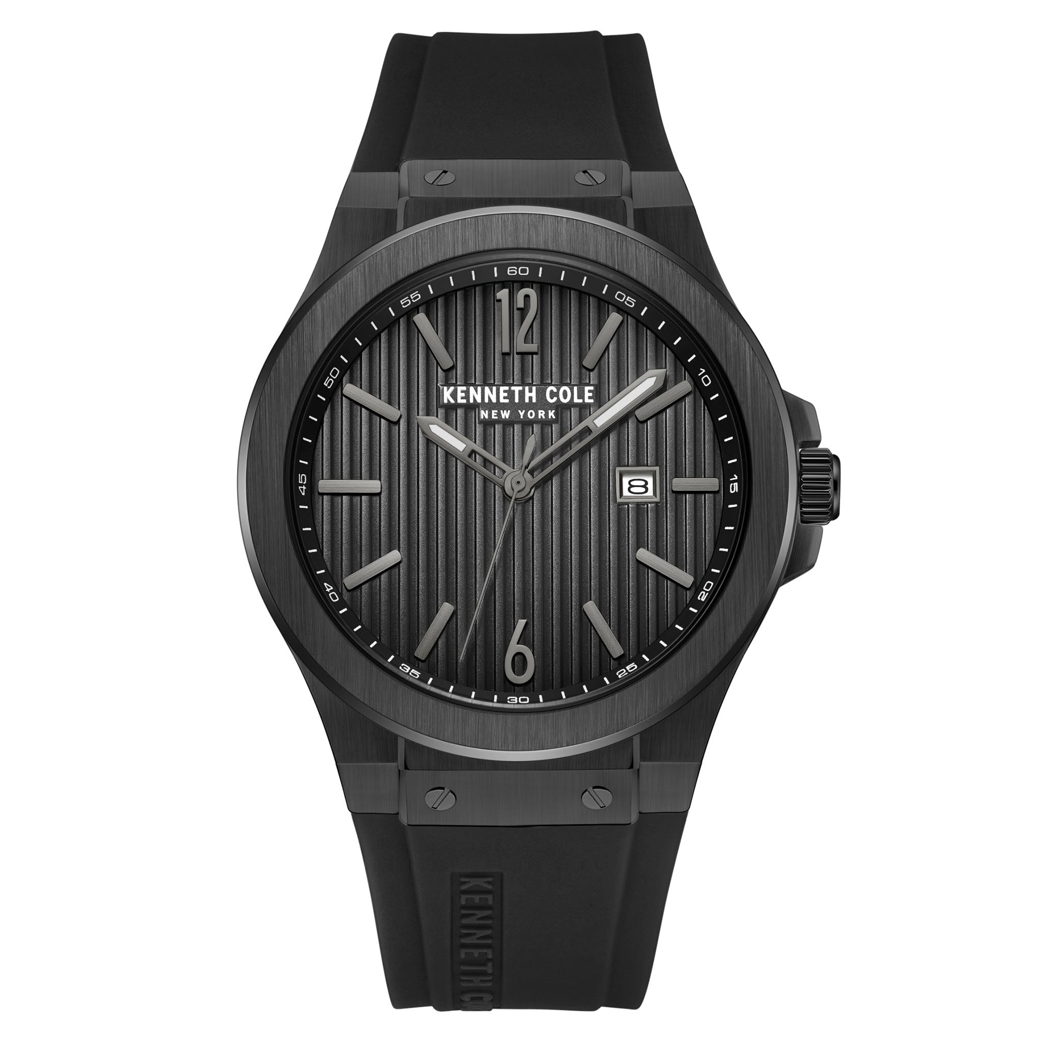 Kenneth Cole Stainless Steel Black Dial Silicon Men's Watch - KCWGN0034404