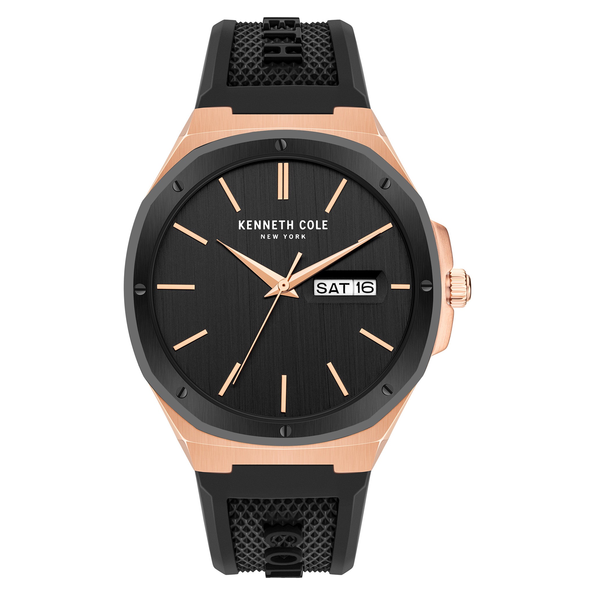 Kenneth Cole Stainless Steel Black Dial Silicon Men's Watch - KCWGN2104801
