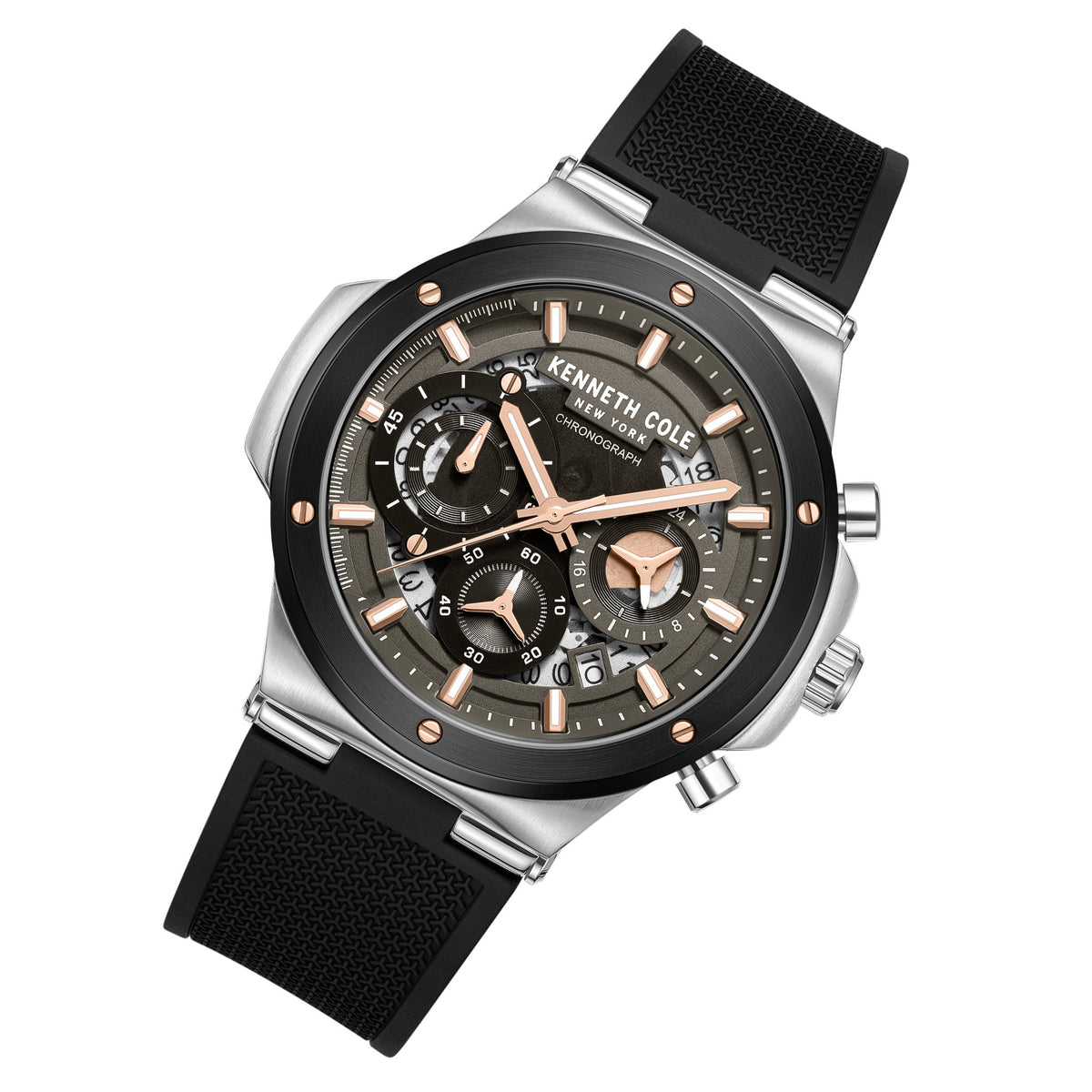Kenneth Cole Silicone Black Dial Chronograph Men's Watch - KCWGO0047301