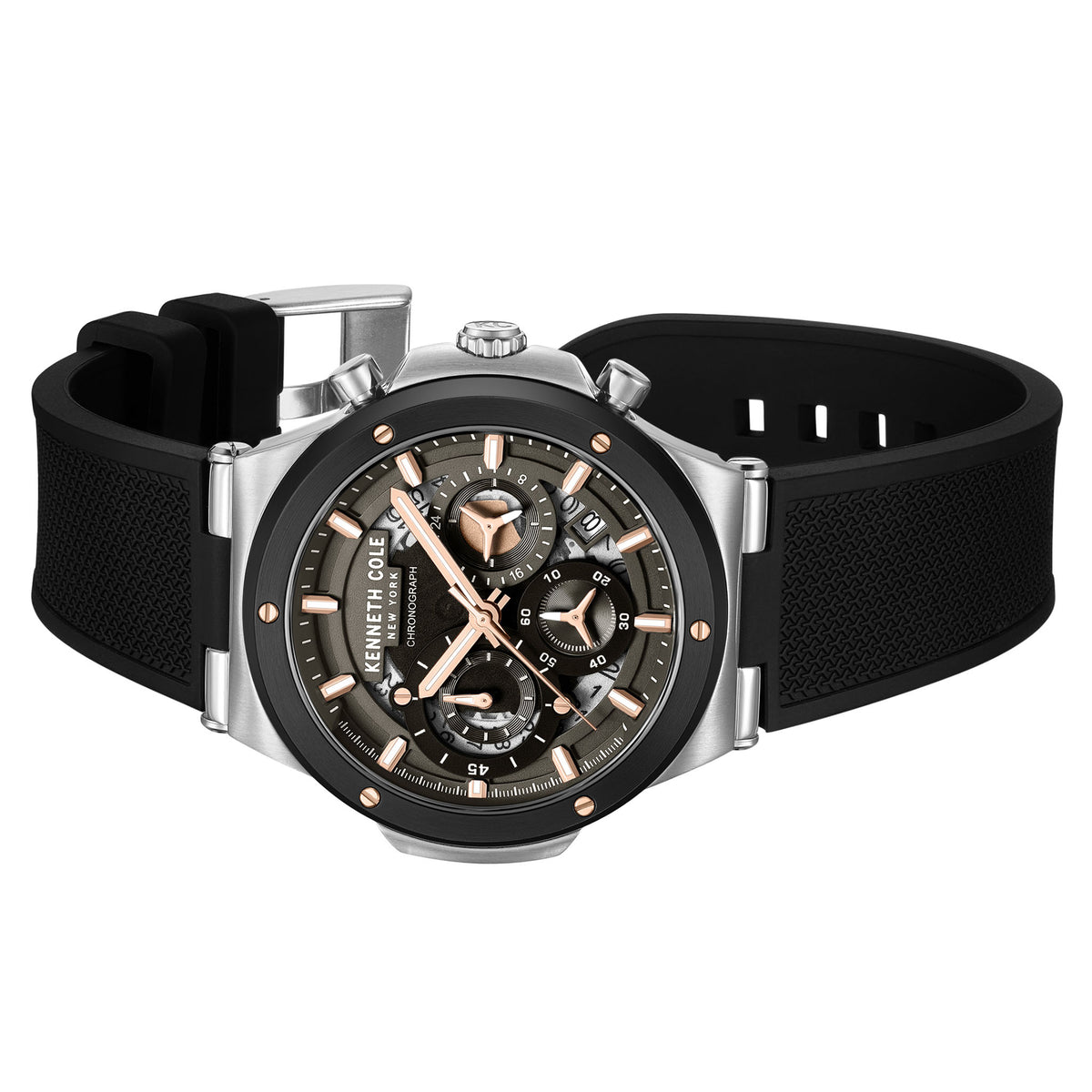 Kenneth Cole Silicone Black Dial Chronograph Men's Watch - KCWGO0047301
