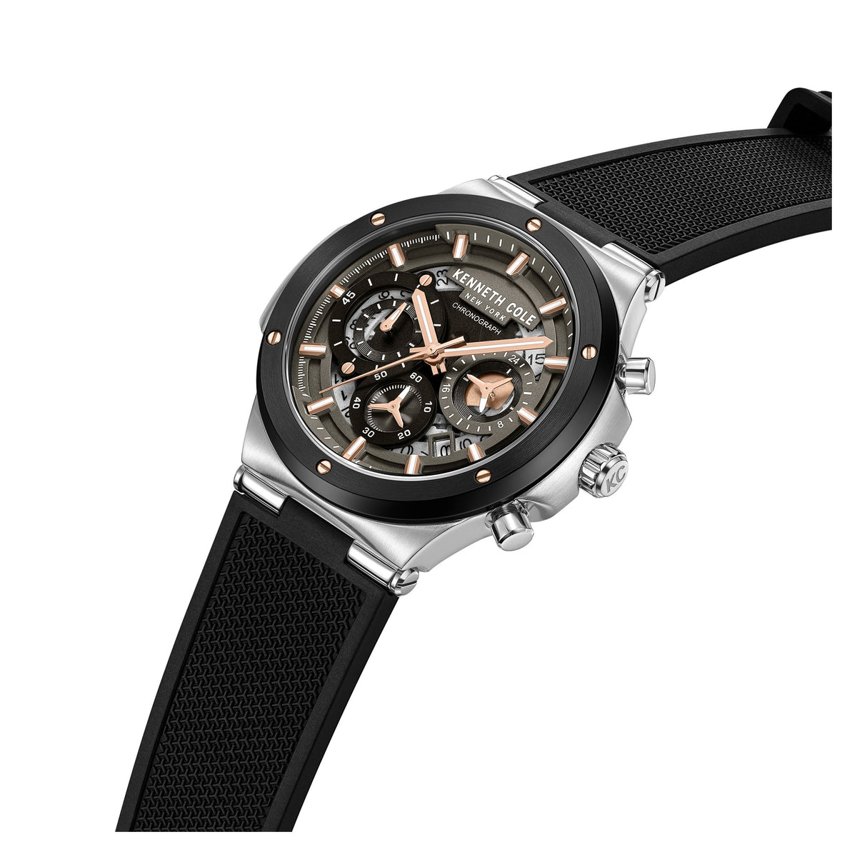 Kenneth Cole Silicone Black Dial Chronograph Men's Watch - KCWGO0047301