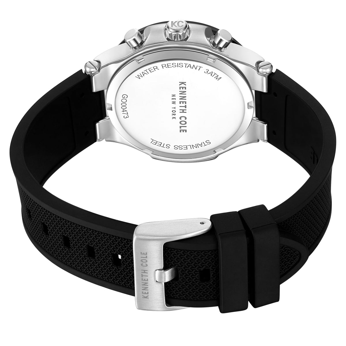 Kenneth Cole Silicone Black Dial Chronograph Men's Watch - KCWGO0047301
