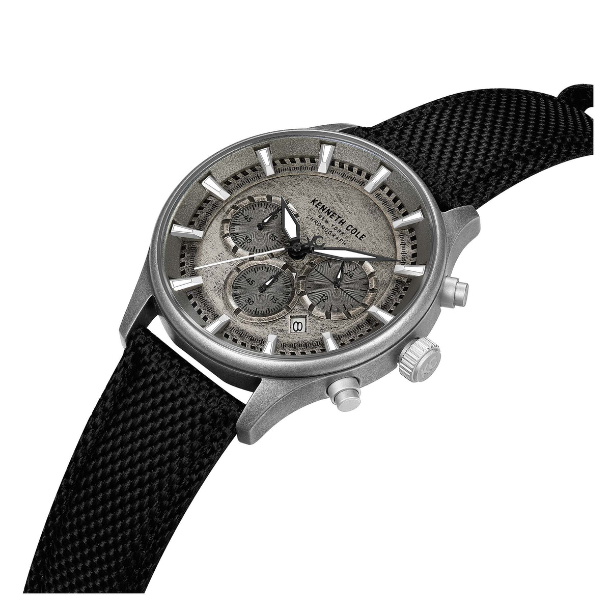 Kenneth Cole Nylon Antique Silver Dial Chronograph Men's Watch - KCWGO0058404