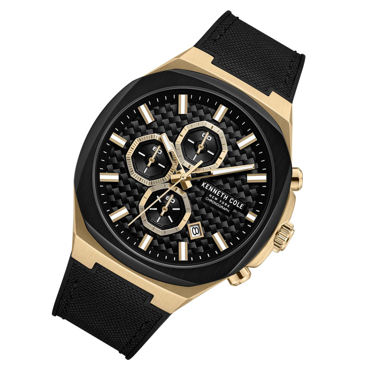 Kenneth Cole Silicone & Nylon Black Dial Chronograph Men's Watch - KCWGO0059602