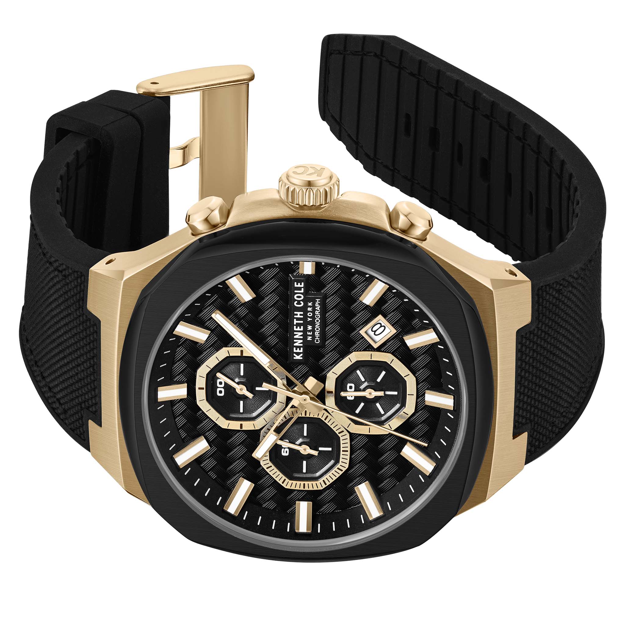 Kenneth Cole Silicone & Nylon Black Dial Chronograph Men's Watch - KCWGO0059602