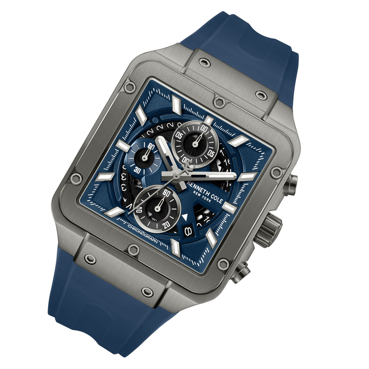 Kenneth Cole Silicone Blue Dial Chronograph Men's Watch - KCWGO0065501