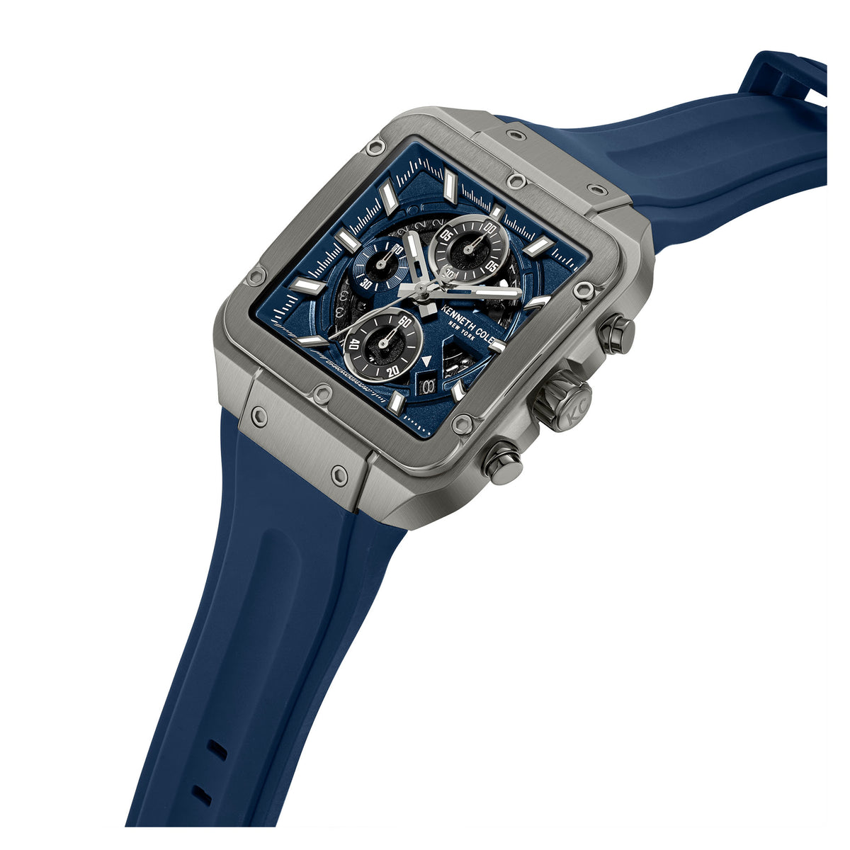 Kenneth Cole Silicone Blue Dial Chronograph Men's Watch - KCWGO0065501