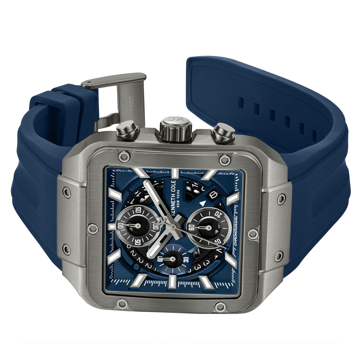 Kenneth Cole Silicone Blue Dial Chronograph Men's Watch - KCWGO0065501