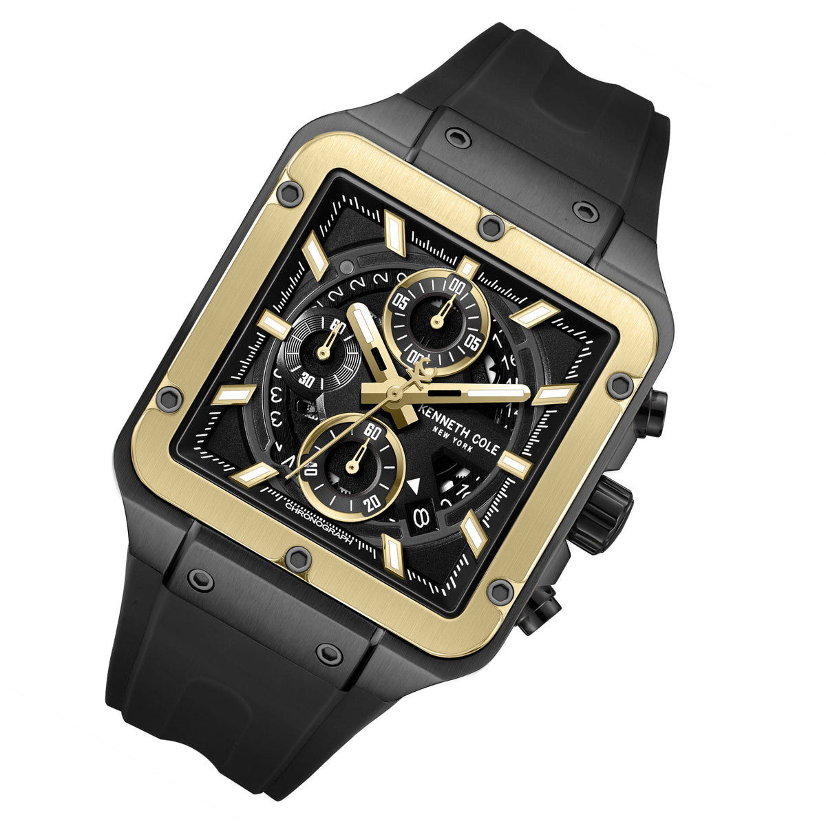 Kenneth Cole Silicone Black Dial Chronograph Men's Watch - KCWGO0065503