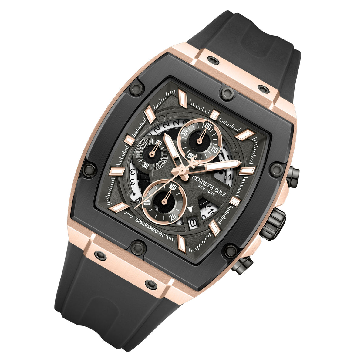 Kenneth Cole Silicone Gun Dial Chronograph Men's Watch - KCWGO0067602