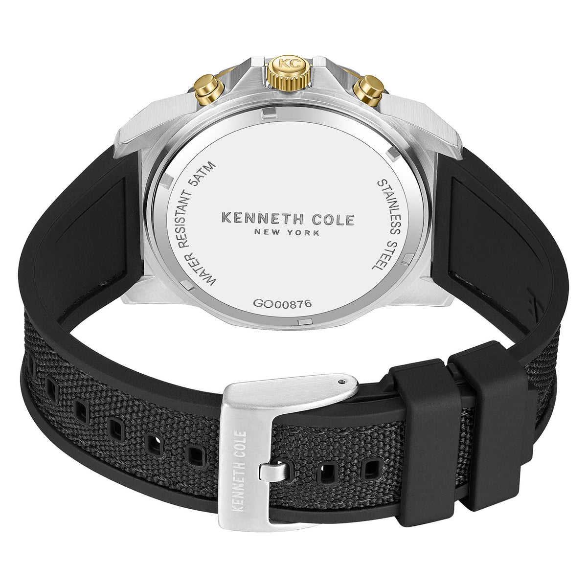 Kenneth Cole Silicone & Nylon Green Dial Chronograph Men's Watch - KCWGO0087603