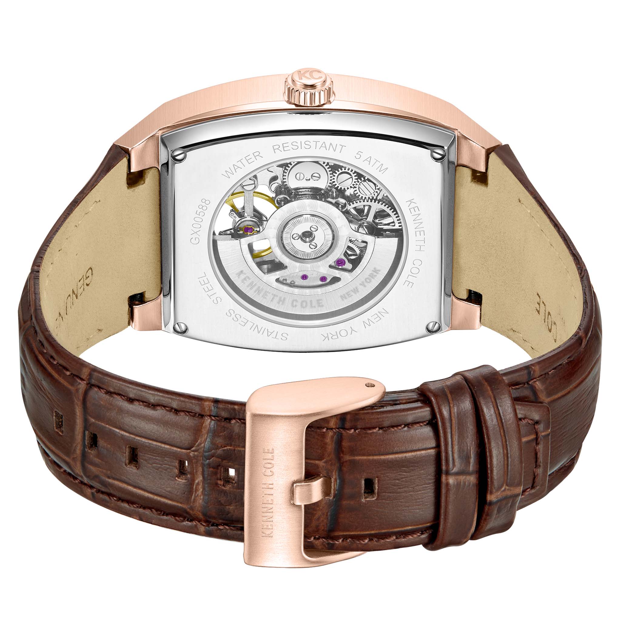 Kenneth Cole Brown Leather Gun Dial Automatic Men's Watch - KCWGX0058803